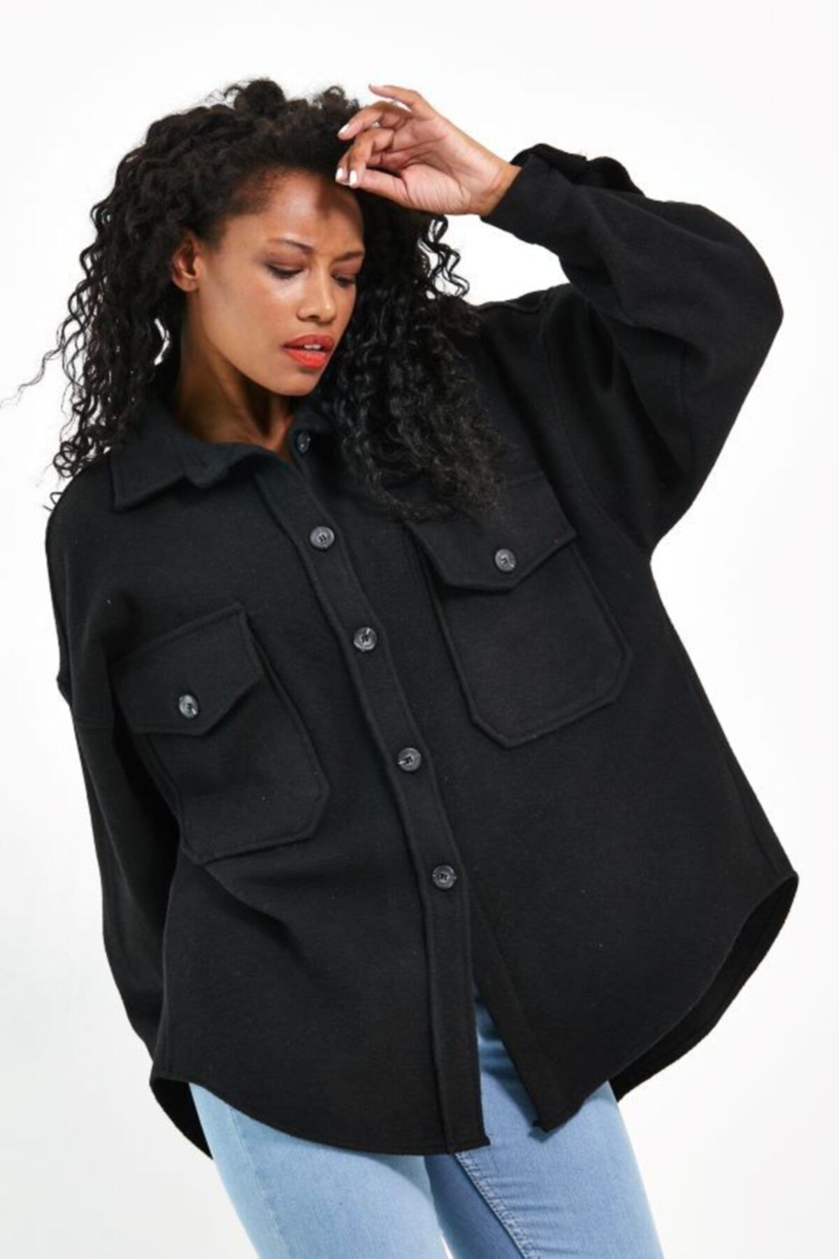 VOLT CLOTHİNG Kadın Oversize Kaşe Gömlek
