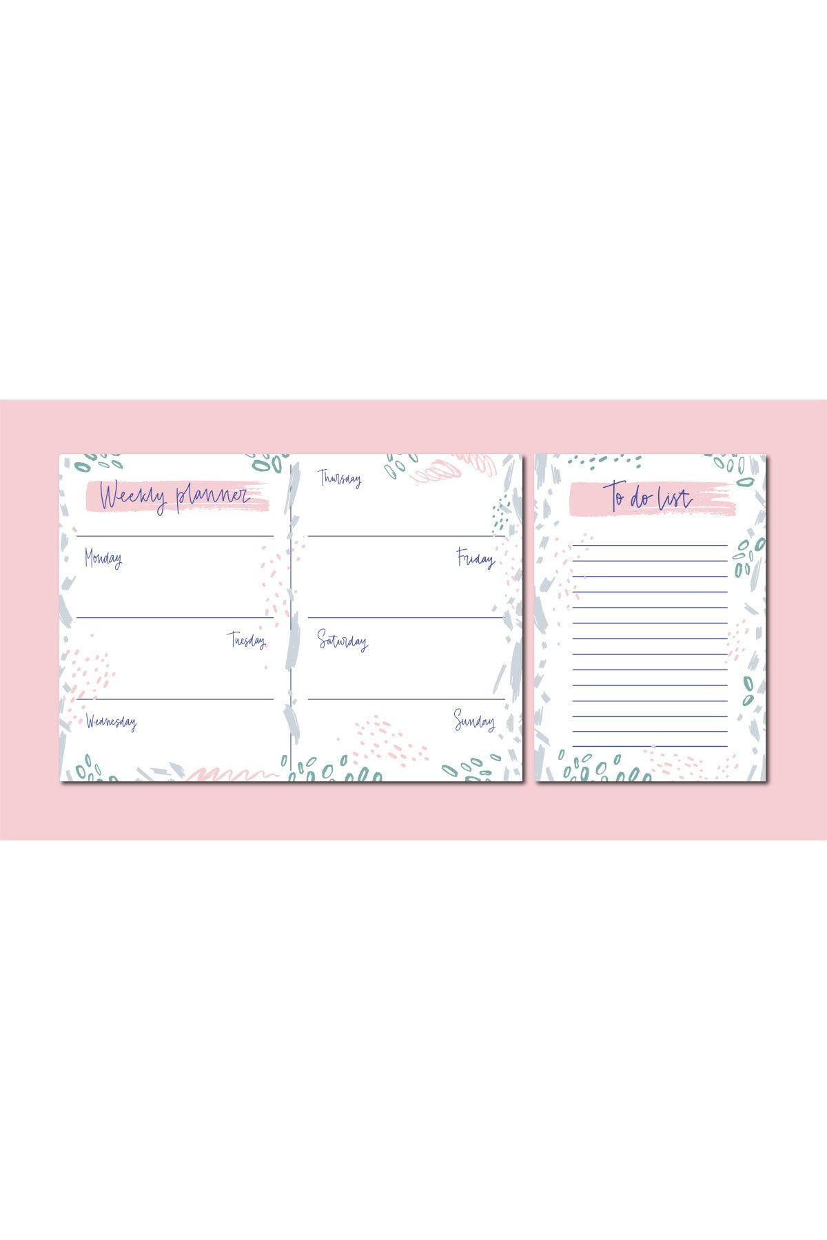 Ünsal Desing Haftalık Planlayıcı Seti Yazılabilir Silinebilir 29.7x42cm Weekly Planner Set, To Do List