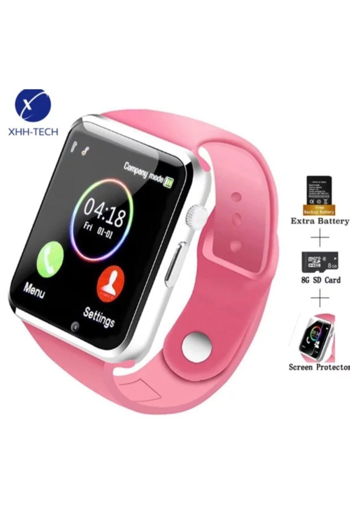 SmartWatch Sim Kartlı,bluetoothlu,hafıza Kartlı Ve Kameralı Akıllı Saat A1 Renk Pembe