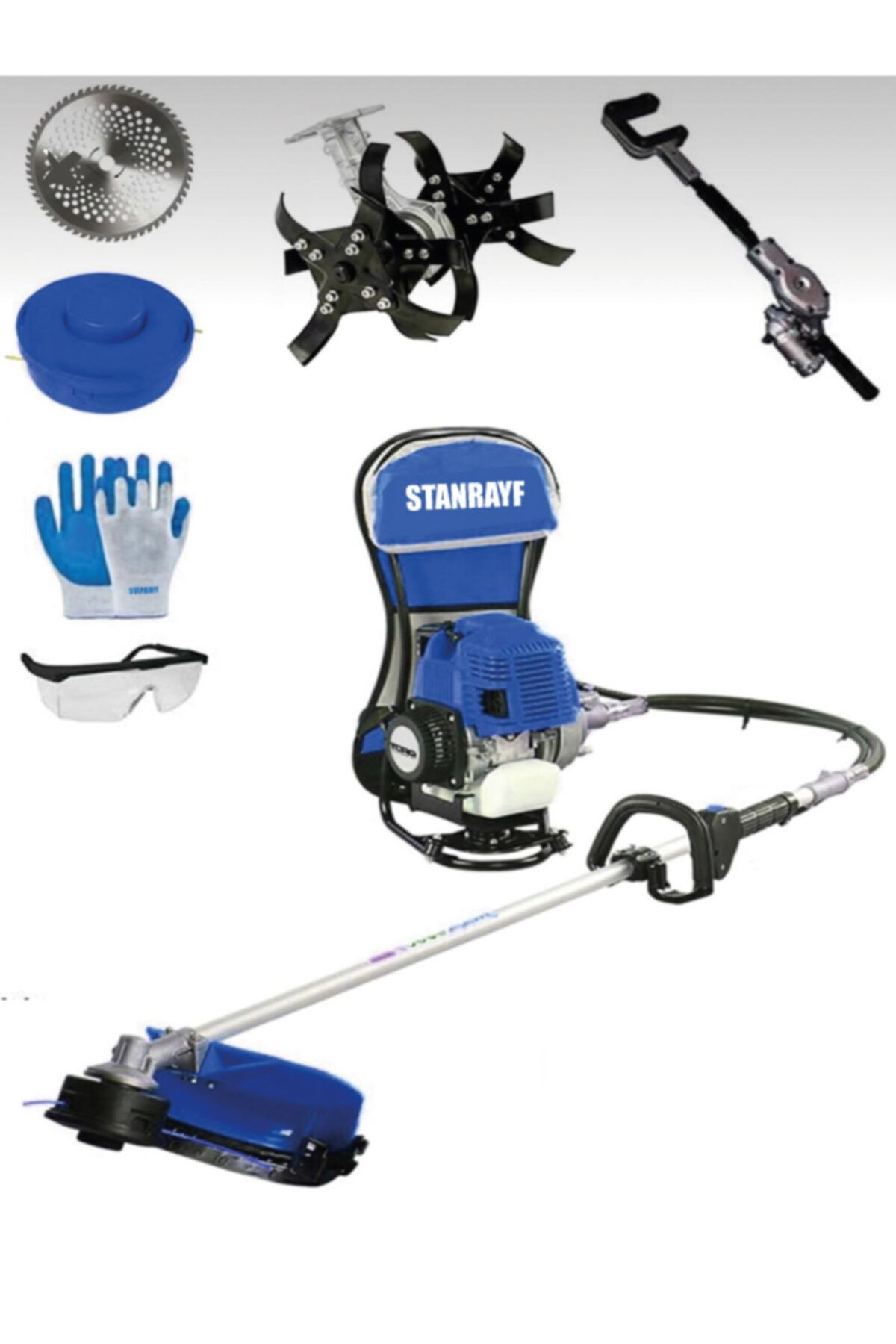 stanrayf Germany X-torq 9800 Dcmotor 6.9 Hp Benzinli Sırt Tipi Ot Biçme Tırpanı+silkeleme+çapalama