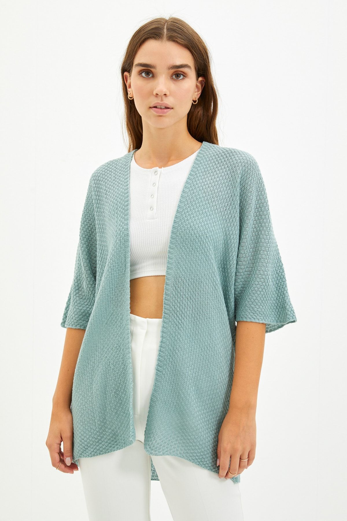 TRENDYOLMİLLA Mint Yarım Kol Triko Hırka TWOAW22HI0943