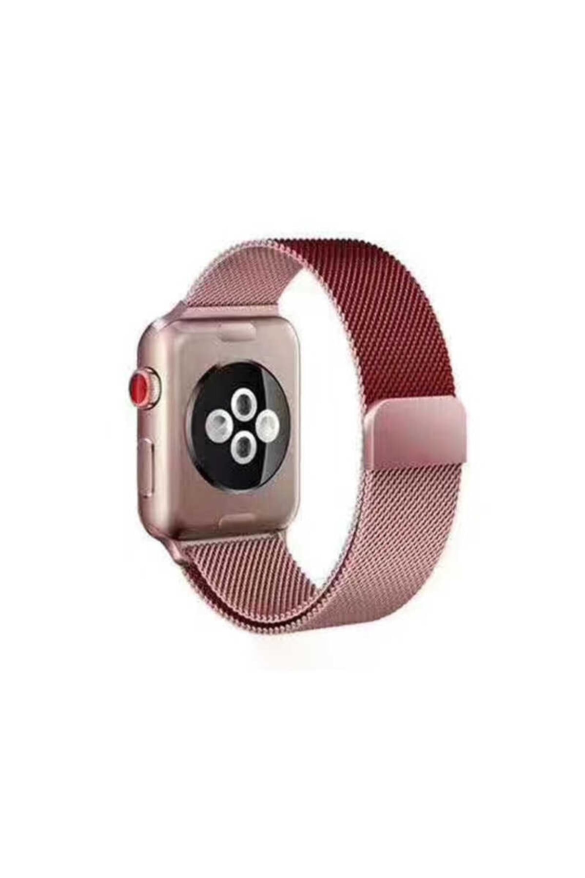 Kupa Apple Watch Seri 1/2/3/4/5 38mm Uyumlu Kordon Metal Paslanmaz Çift Renkli Hasır Mıknatıslı Tel Örgü