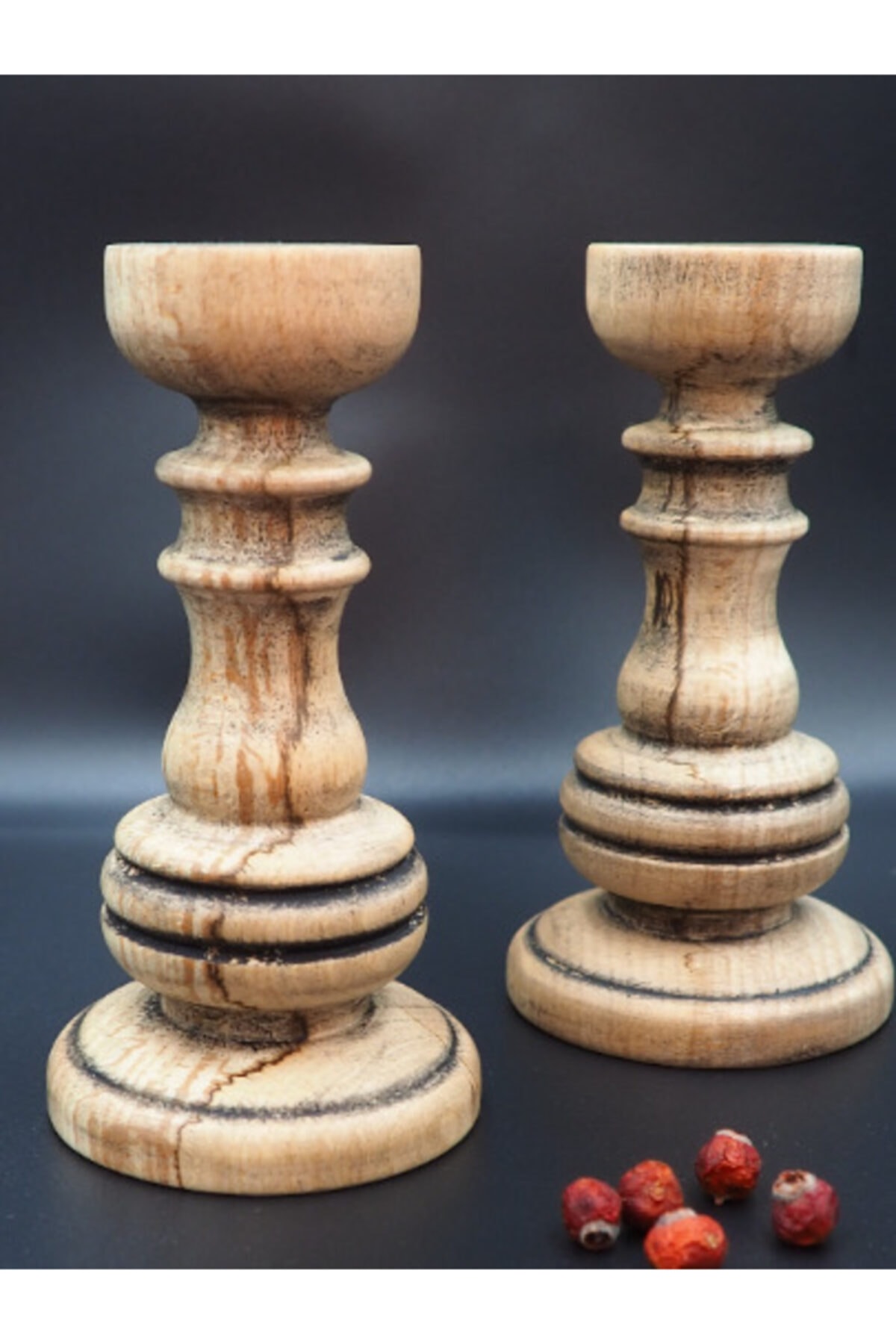 Moza Sanat 2 Li Doğal Ahşap Mumluk