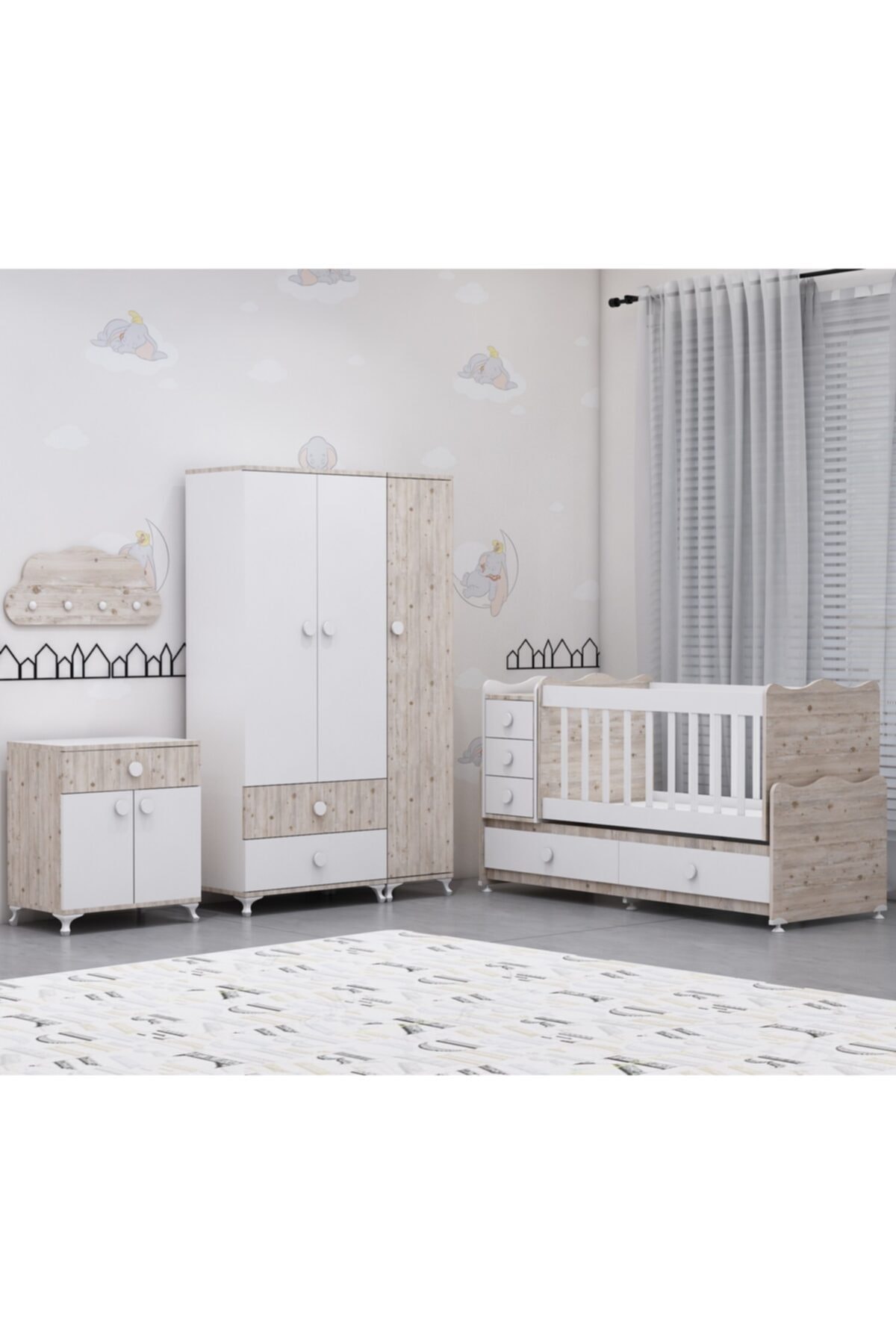 Garaj Home Melina Damla Bebek Odası Takımı Uyku Seti Beyaz