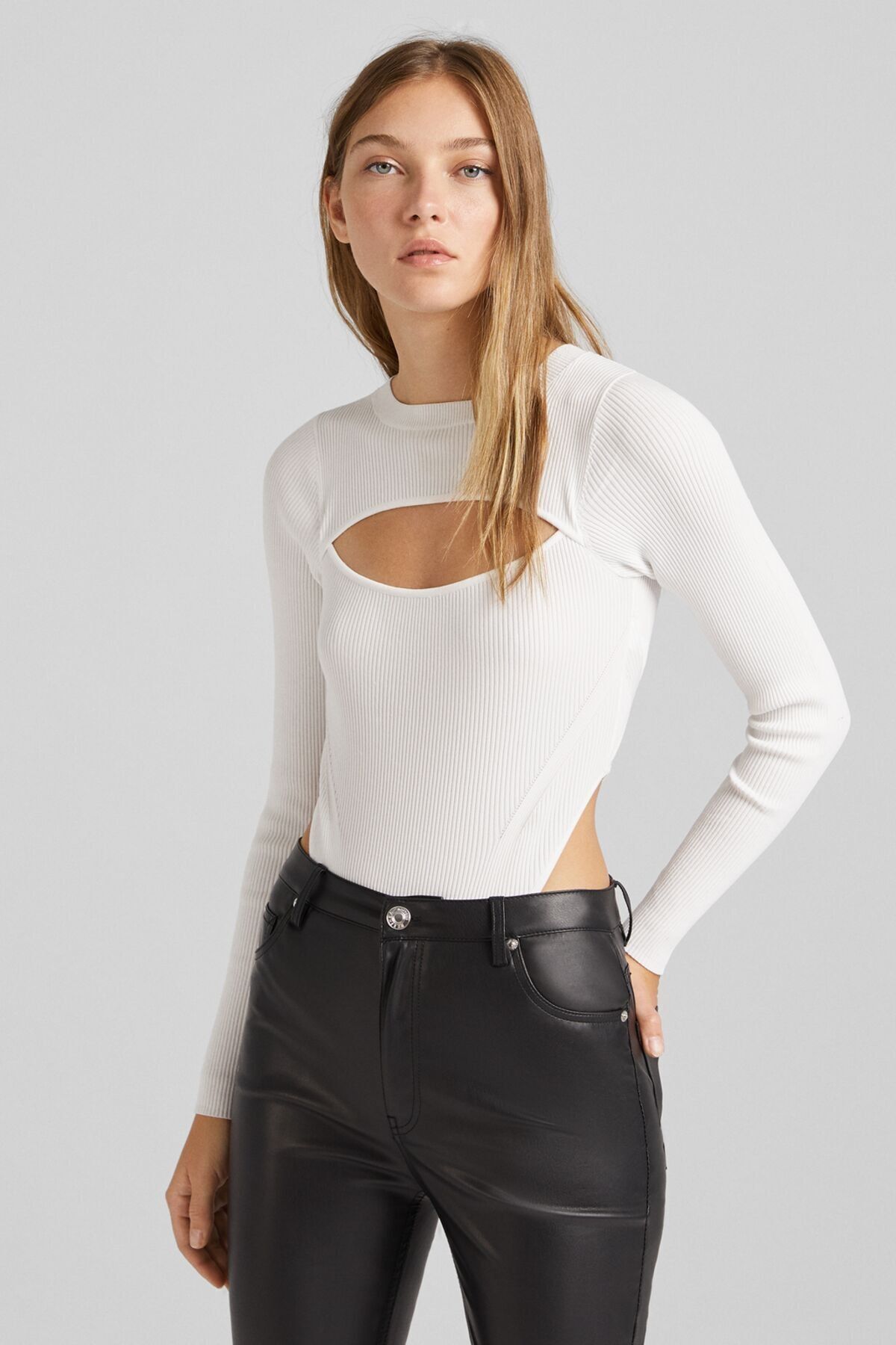 Bershka Uzun Kollu Yüksek Bel Body