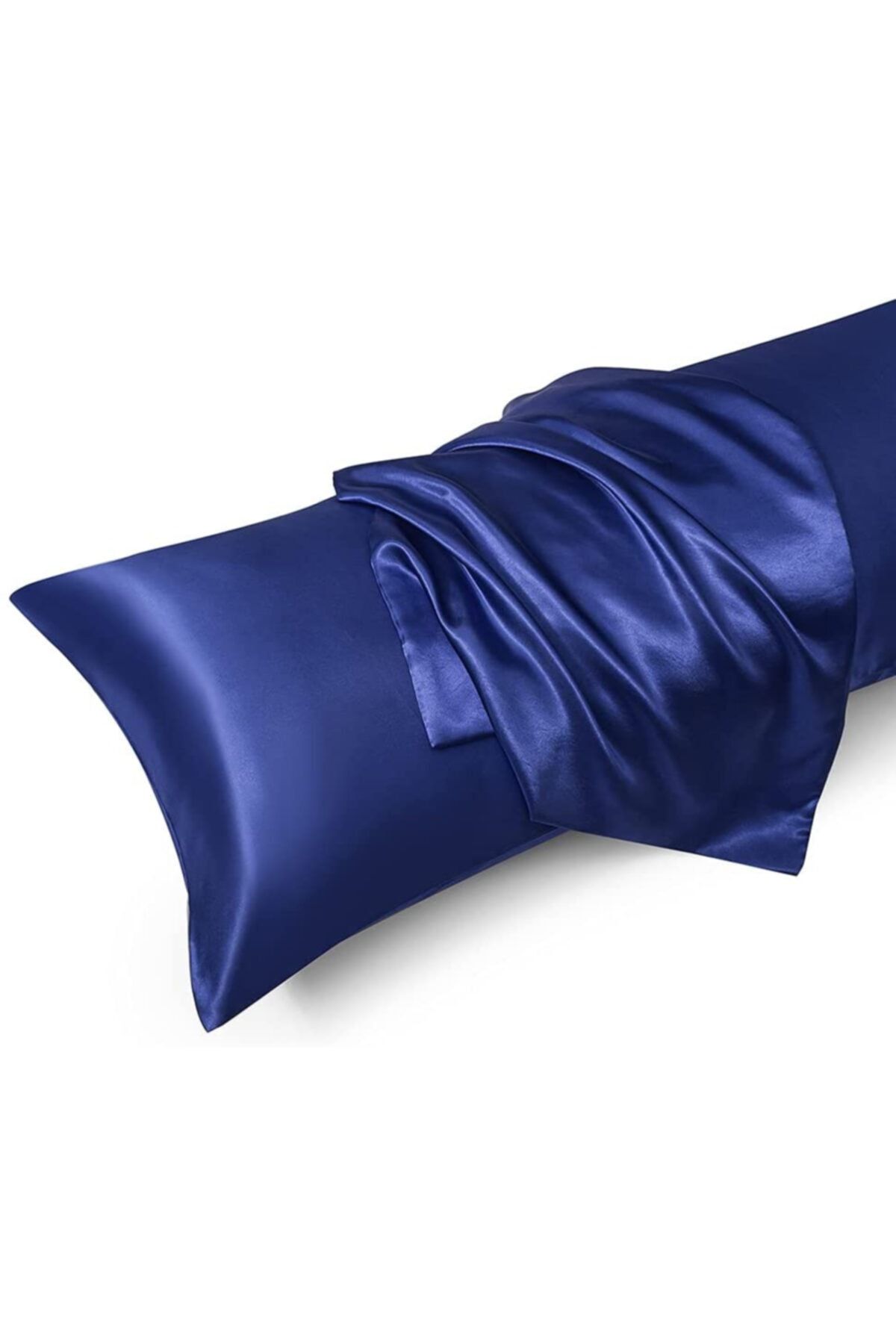 Tinybabyconcept Natural Ipek Dokulu Pamuk Saten 50x135cm Yastık Kılıfı Gizli Fermuarlı Koyu Mavi 1 Adet