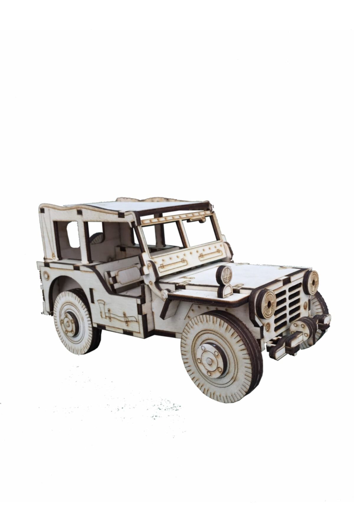 SEKİNE HOBİ Doğal Ahşap Dekoratif Maket Üstü Kapalı Jeep