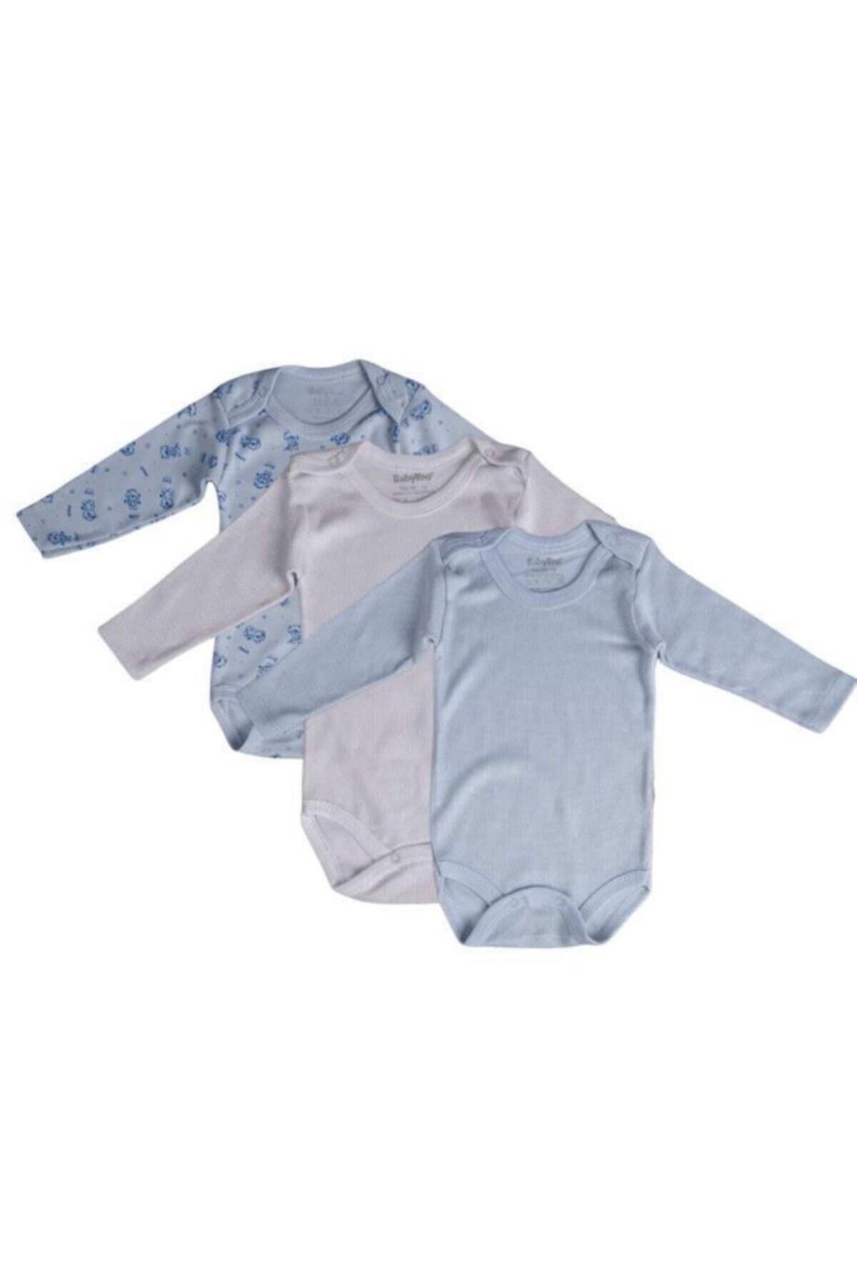 POKY BEBE Erkek Bebek Çocuk Uzun Kollu Çıtçıtlı Body Zıbın 3lü Ayıcık Puan