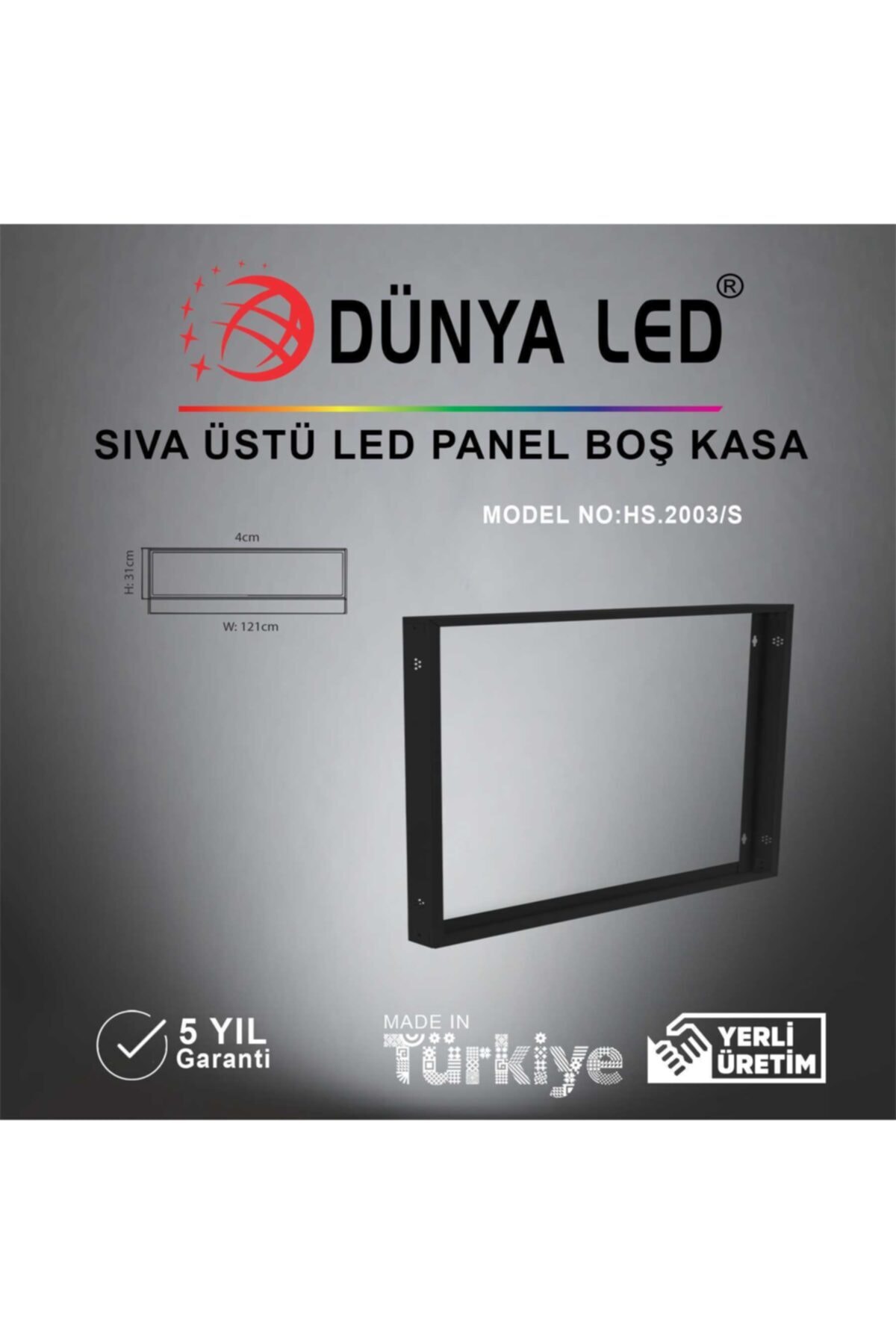 DÜNYA LED Hs.2003-s Sıva Üstü Led Panel Kasa 30x120 Siyah