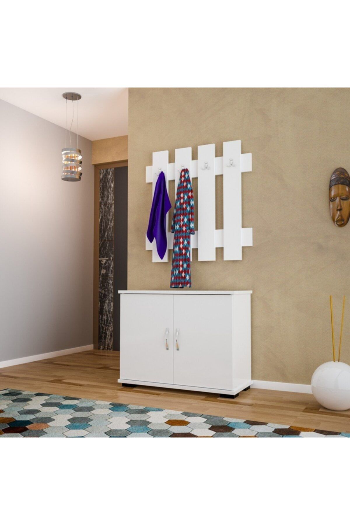 EraHome Mdf Elbise Askılıklı Portmanto Ayakkabı Vestiyer Dolabı