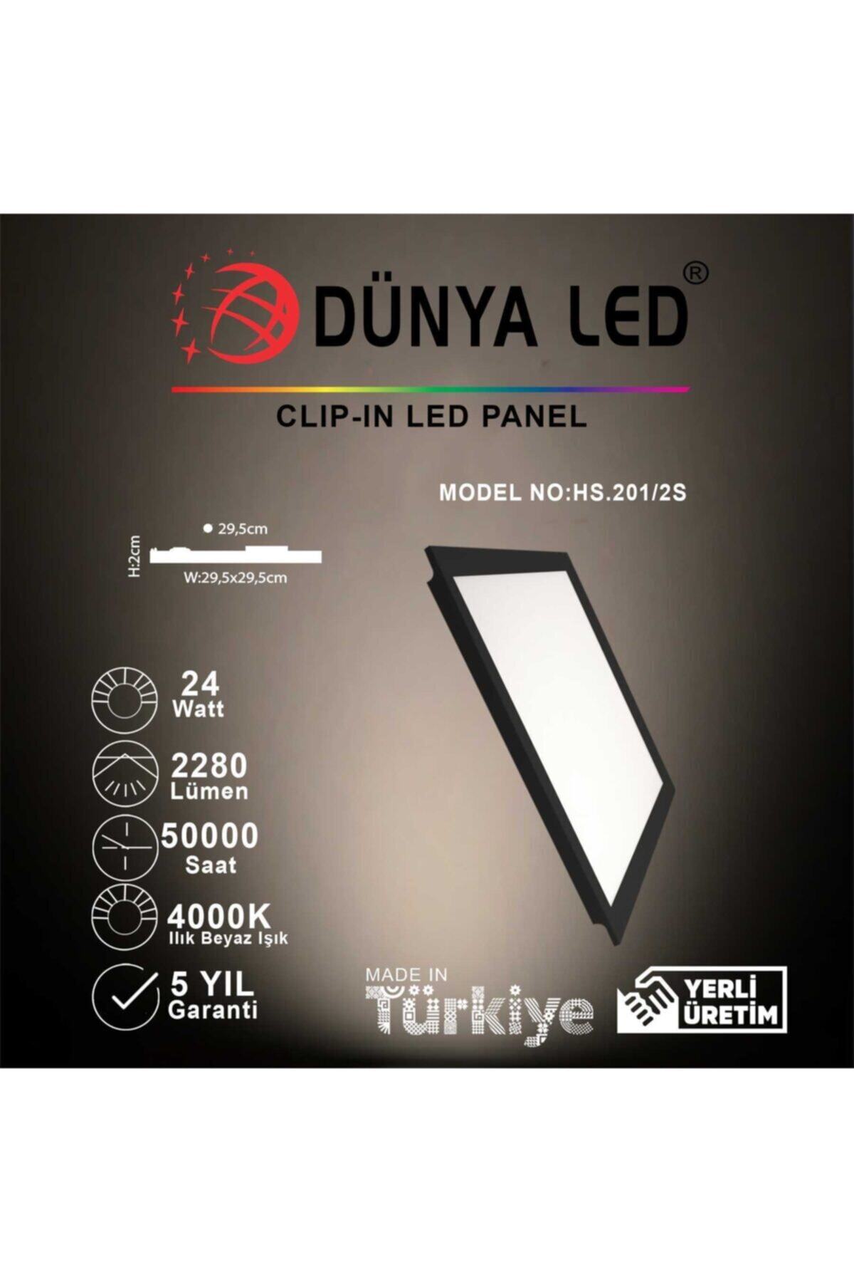 DÜNYA LED Hs.201/2s 24w 30x30 Clıp-ın Led Panel 4000k Ilık Beyaz Işık Siyah