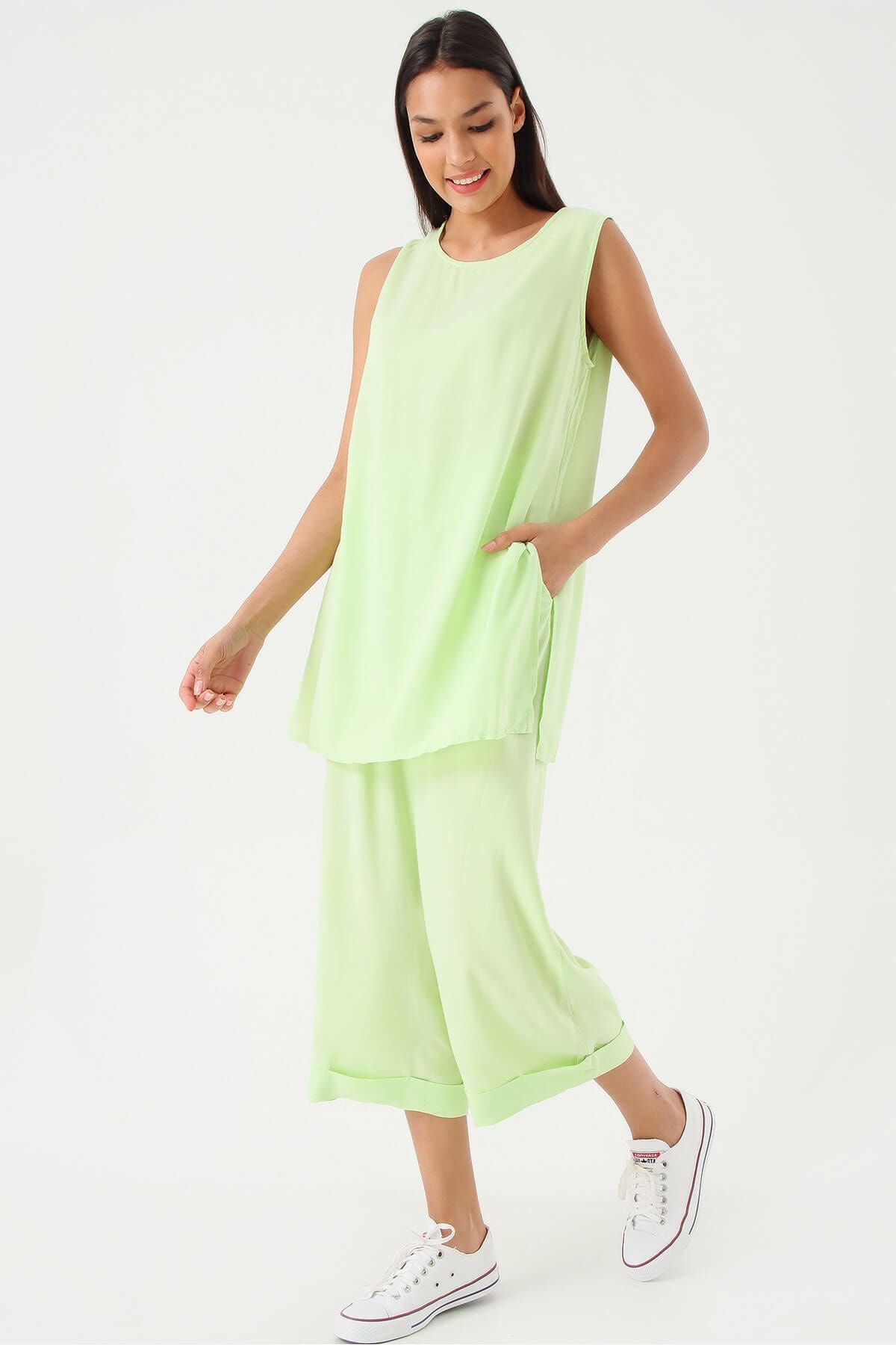 Modakapimda Yeşil Bluz Pantolon Takım