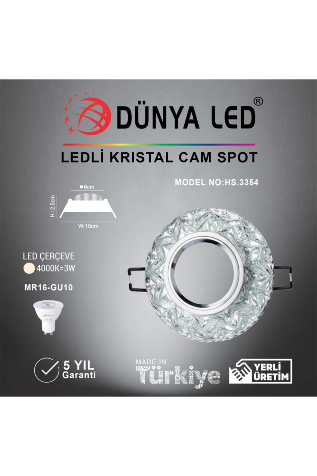 DÜNYA LED Hs.3354 Kristal Ledli Pluton Kasa