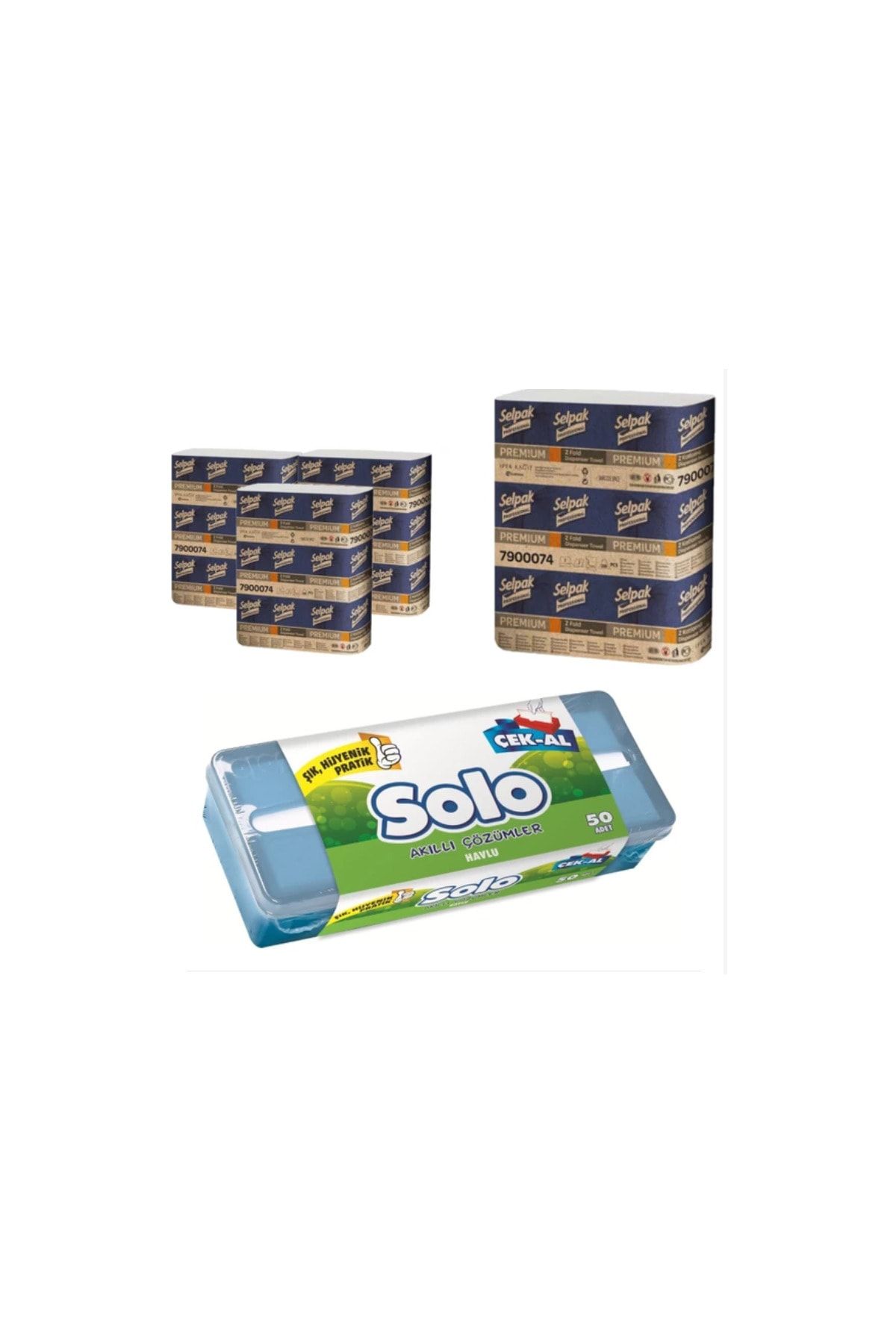Solo Çek Al Havlu Kutu + 4 Adet Selpak Z Katlı Havlu 200'lü