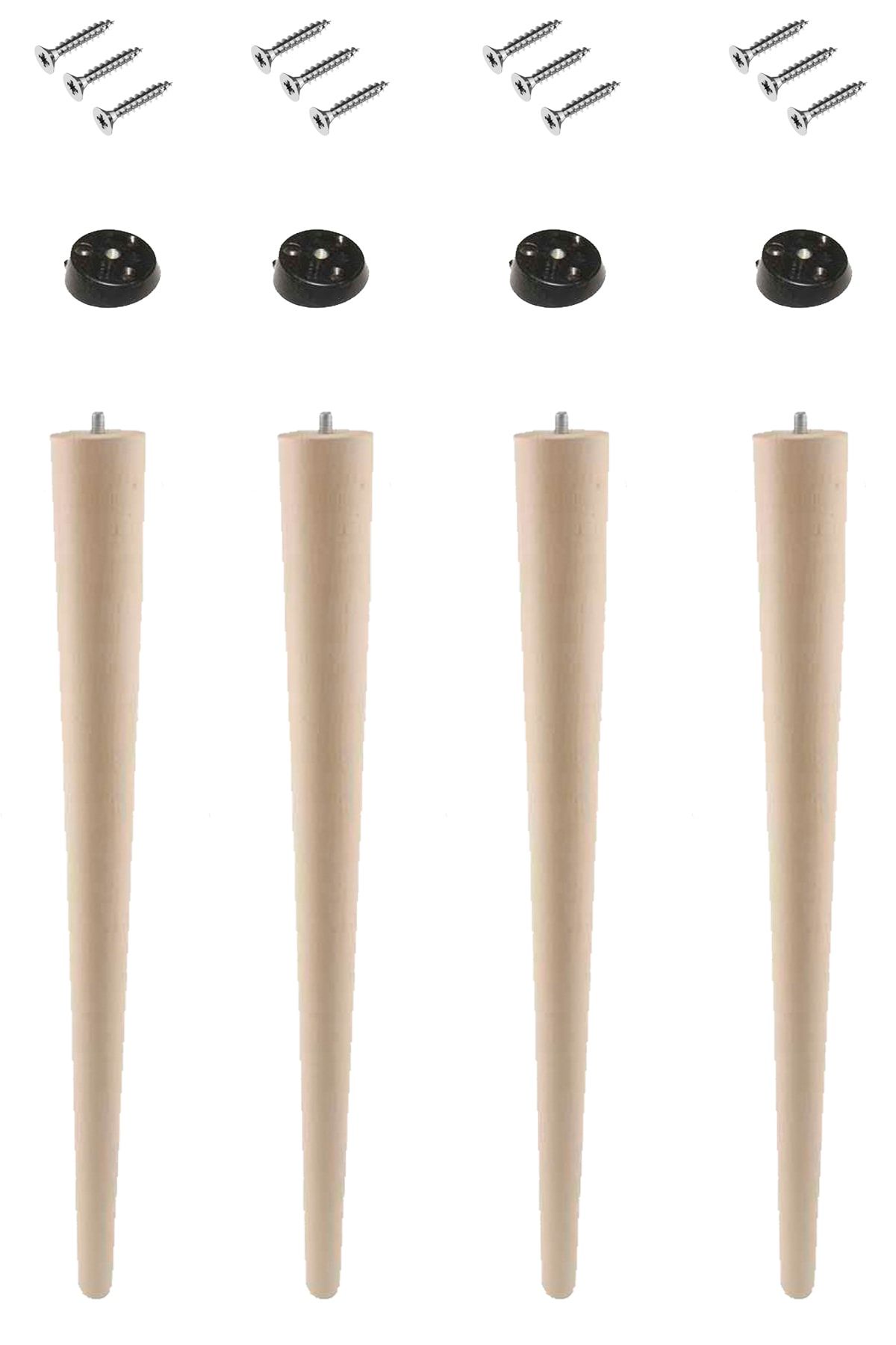 Evnalia Ahşap Ham Ayak 45 Cm 4'lü Set Kütük Masa Orta Sehpa Zigon Ayağı