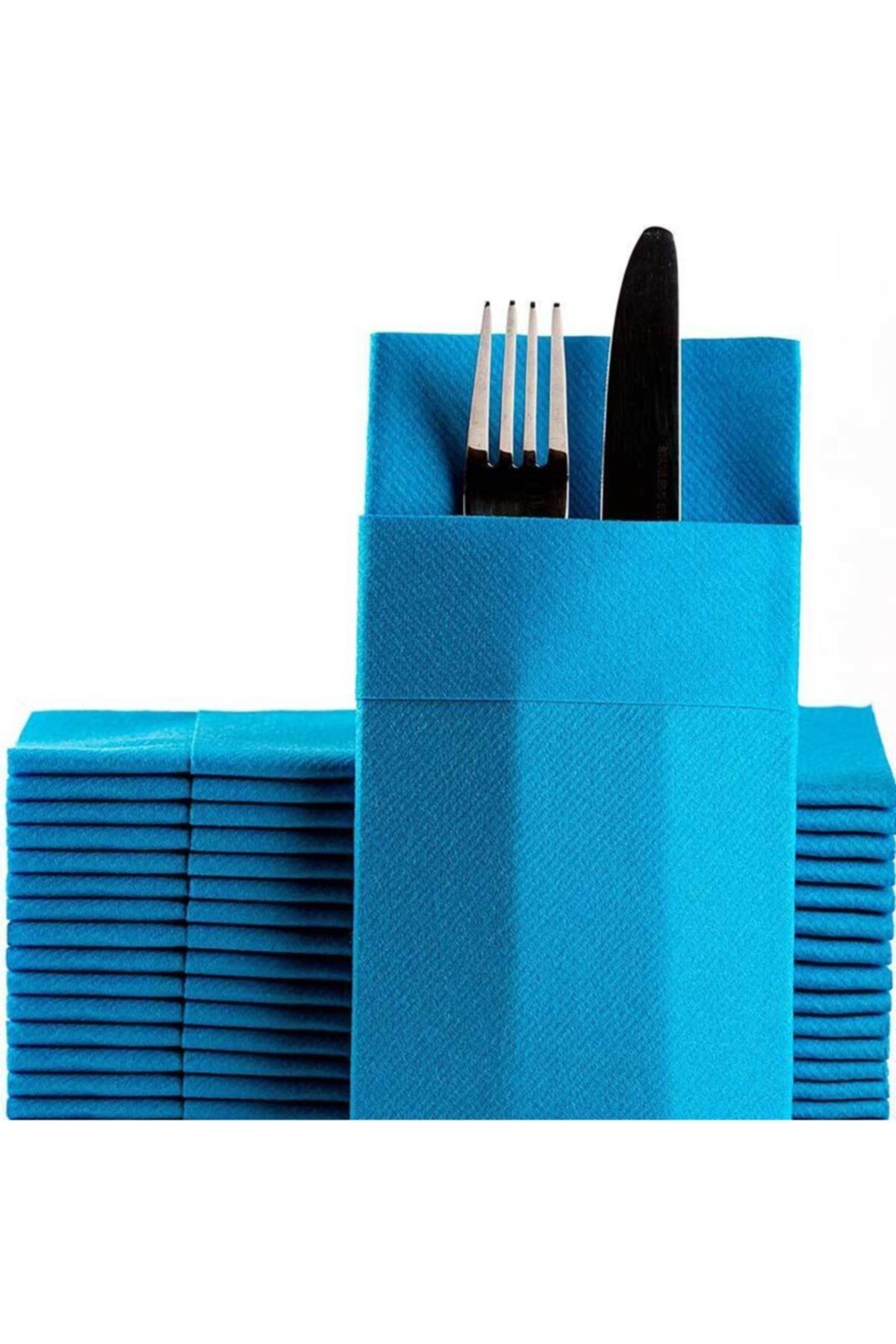 AS7 Mavi Kumaş Dokulu Airlaid Cepli Peçete 40x40 1/8 50'li Paket