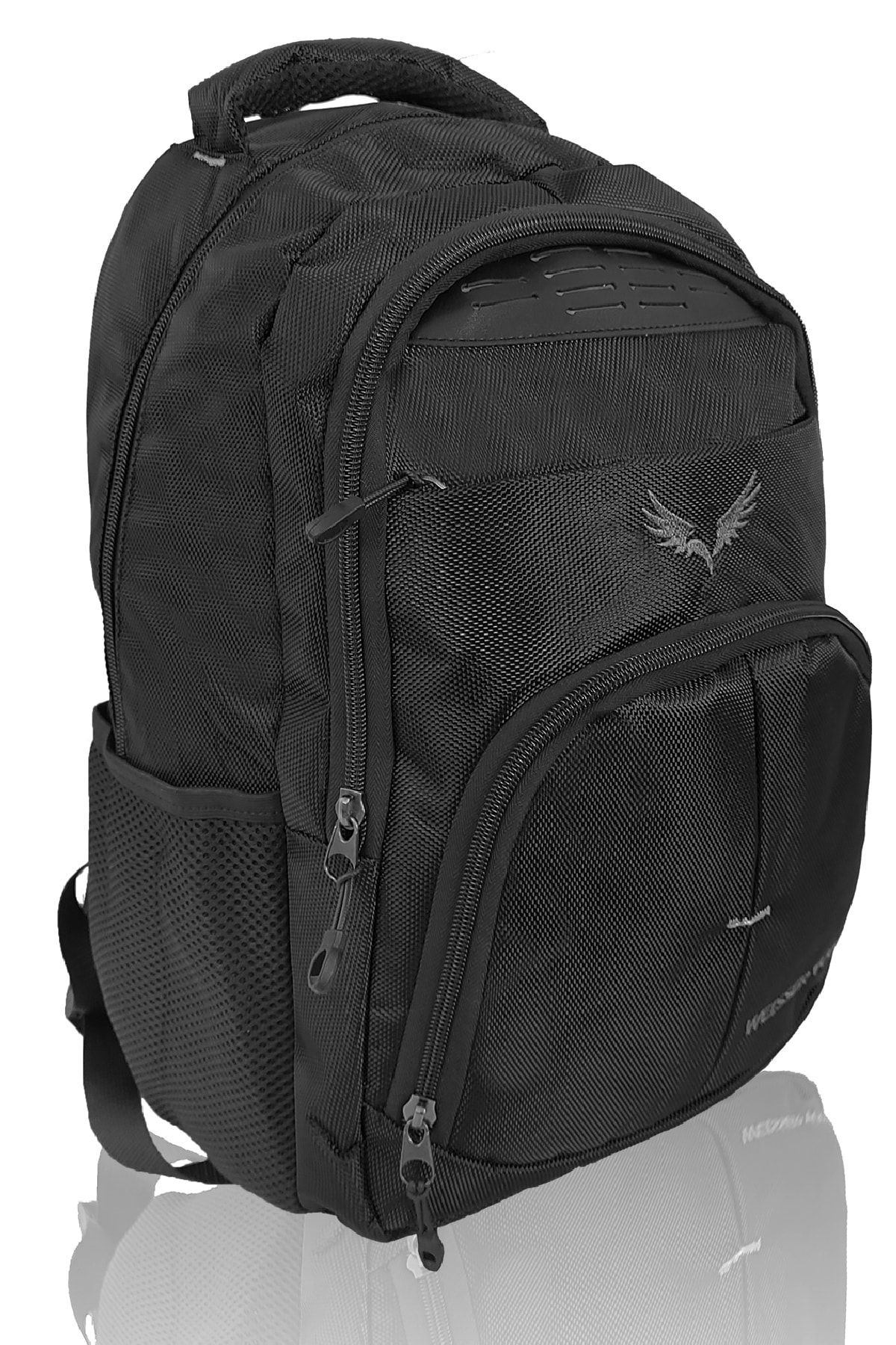 Sivilen Unisex Laptop Bölmeli Suya Dayanıklı Ergonomik Destekli Orta Boy Okul Sırt Çantası Siyah