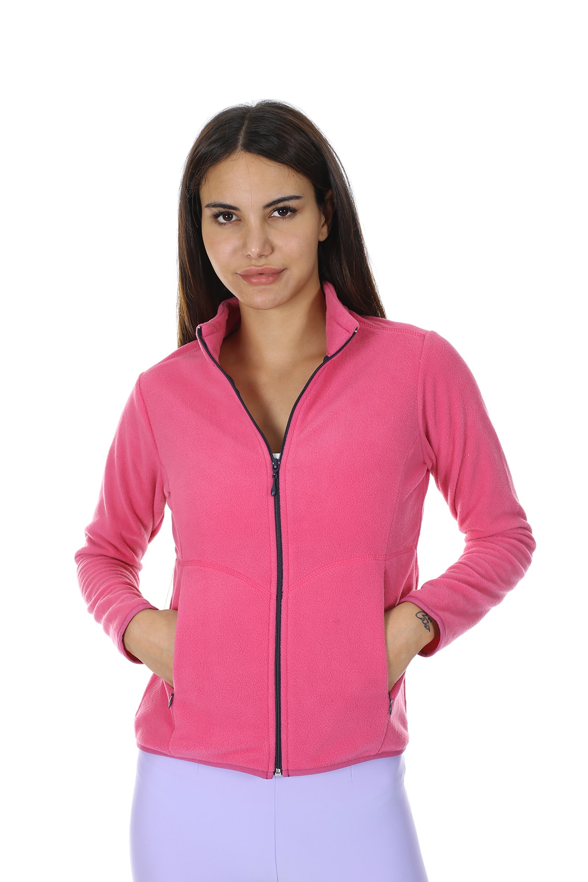 Diandor Kadın Tam Fermuarlı Polar Pembe/pink 21w42007012