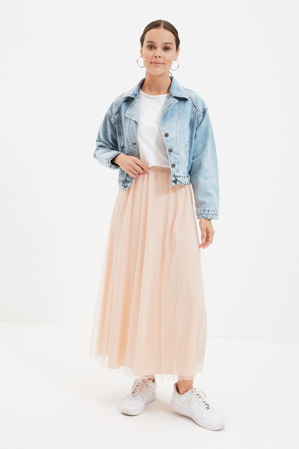 Trendyol Modest Pudra Tül Etek TCTAW22EE0007
