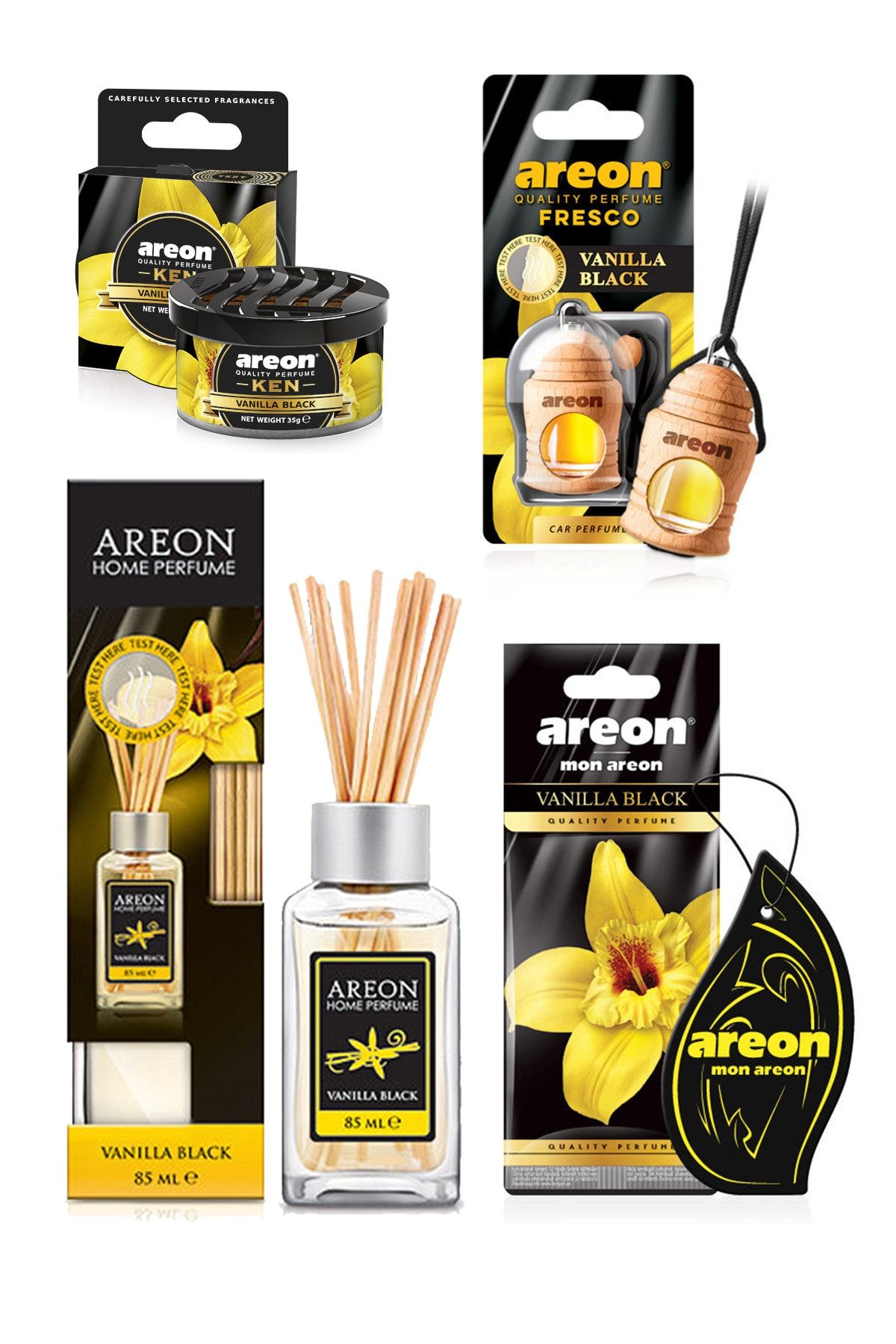 Areon Süper Vanilya Black Serisi (ken+fresco+85ml Home Perf.+mon Kağıt Koku)