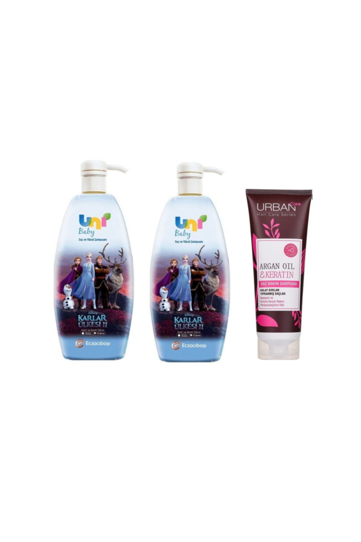 Uni Baby Frozen Saç Ve Vücut Bebek Şampuanı 700 Ml X2 Adet + Keratin Ve Argan Yağlı Şampuan 250 Ml