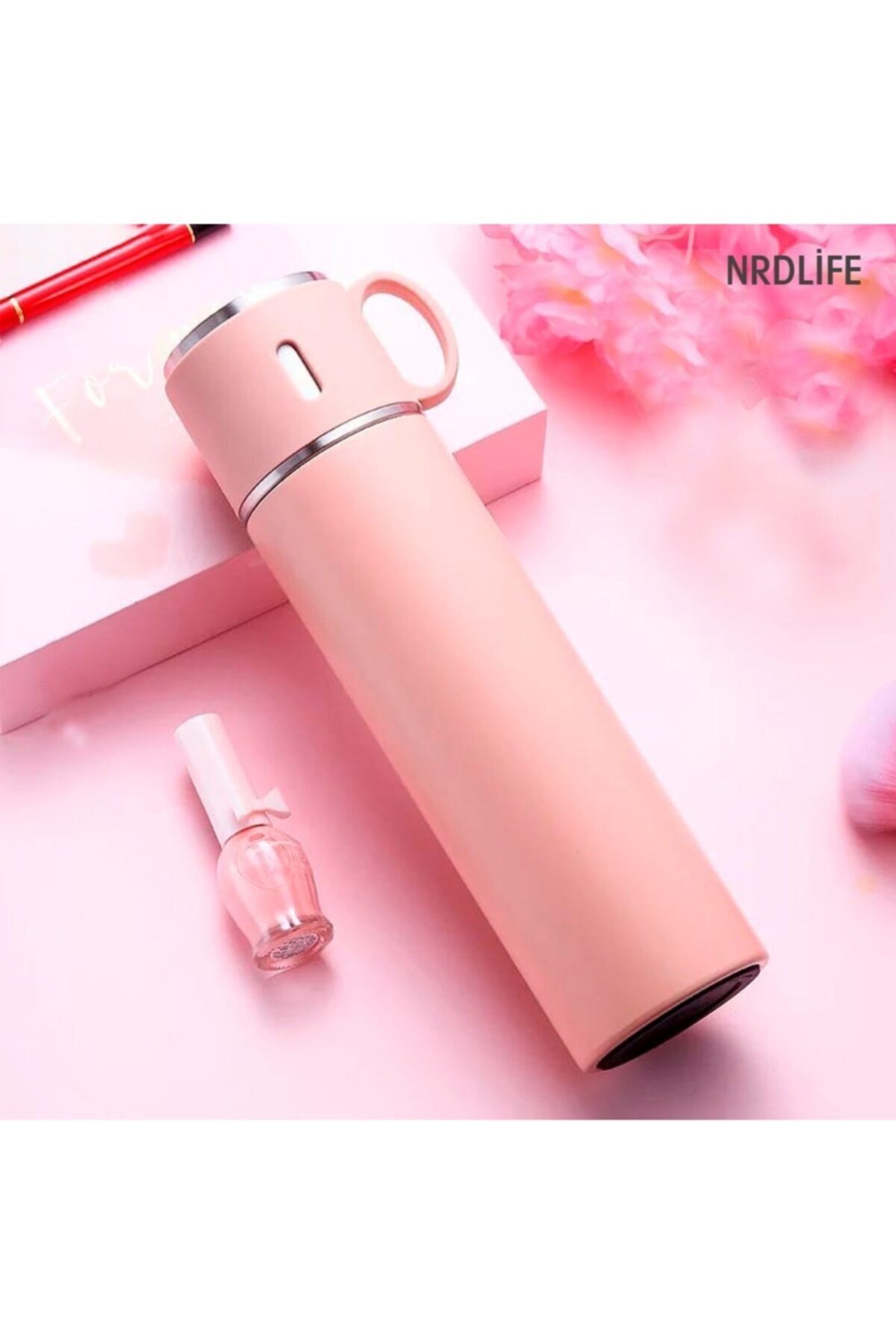 NRDLİFE Çift Katmanlı Vakumlu Sızdırmaz Paslanmaz 316 Çelik Bardaklı 580 Ml Kahve Çay Termos Nrd526 Pembe