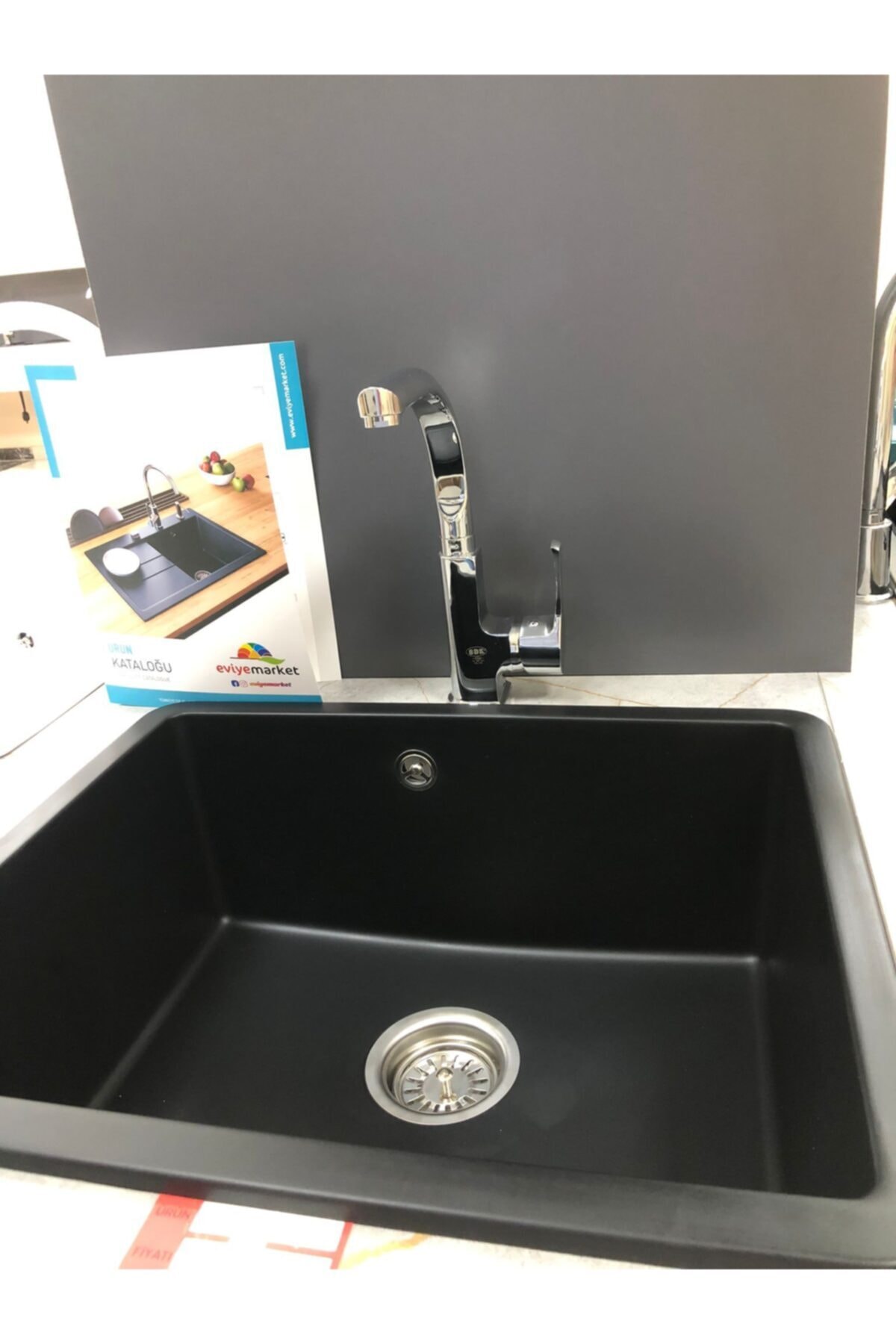 BAYSTONE Tezgah Altı Siyah Granit Eviye