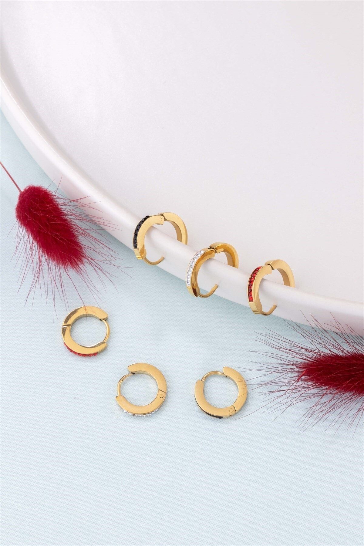 Sacha Accessories Halka Çelik Set Küpe