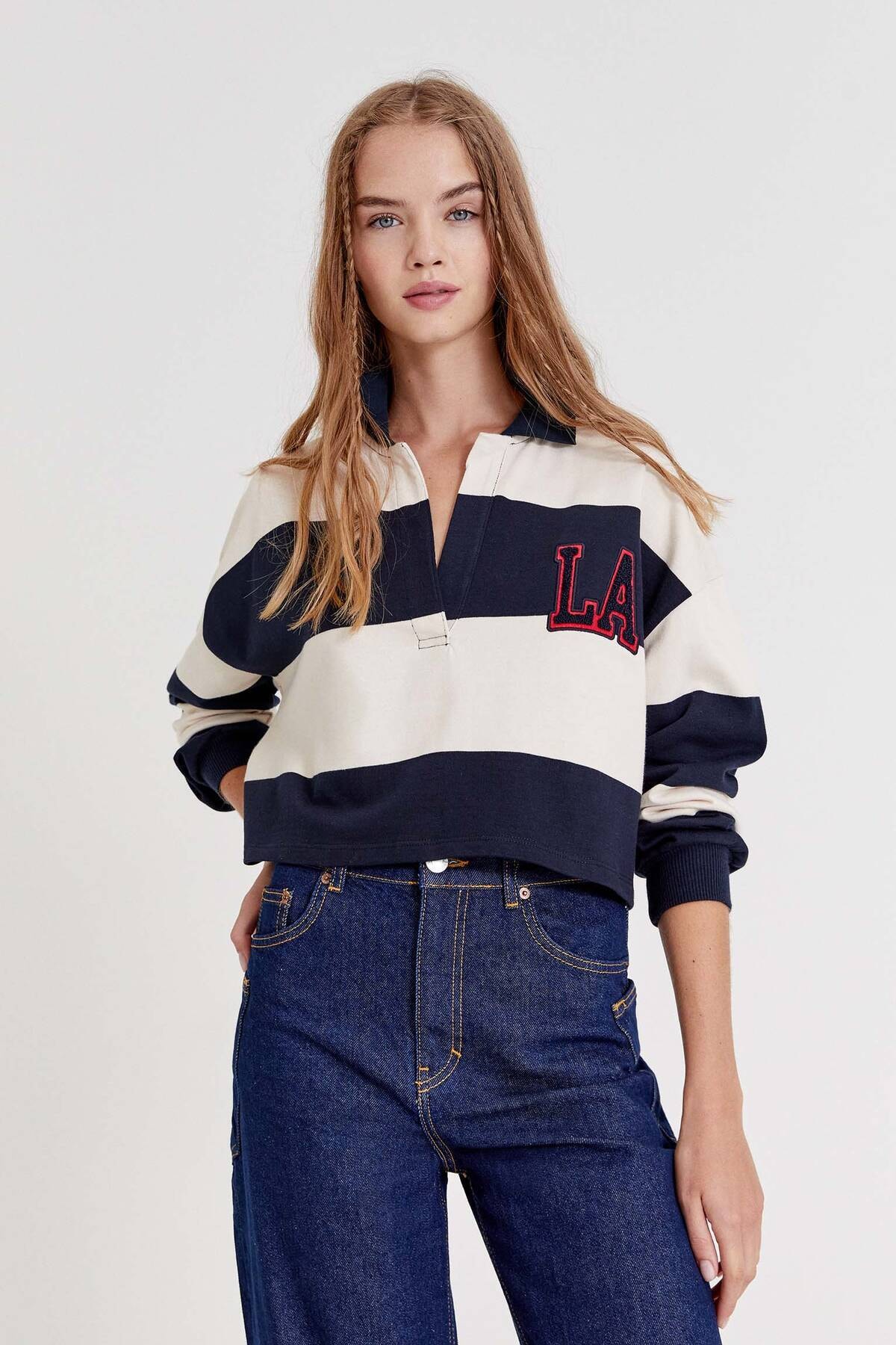 Pull & Bear Çizgili Kolej Polo T-Shirt