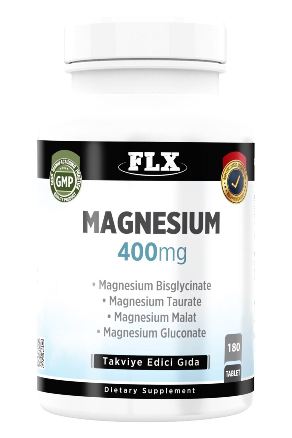 FLX 180 Tablet Magnesium Elementleri 400 mg Magnezyum Bisglisinat Malat Taurat Glukonat