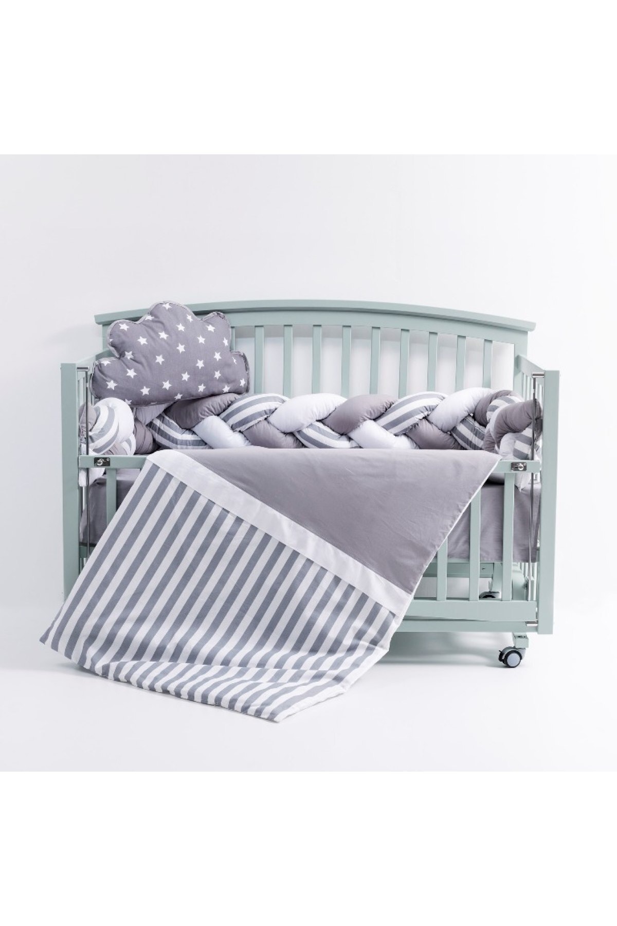 Mini Baby Star 3’lü Örgülü Gri Uyku Seti 60x120