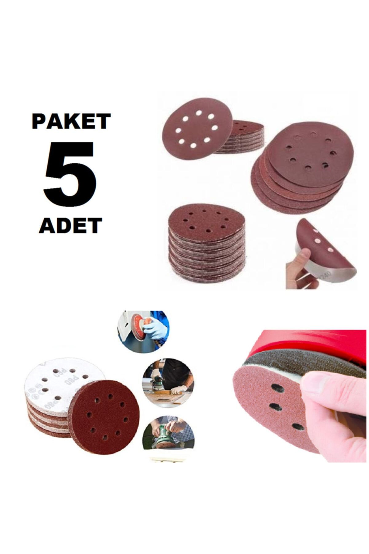 NiPower Ahşap Delikli Cırt Zımpara Kağıdı 125 Mm 60 Kum Paket 5 Adet