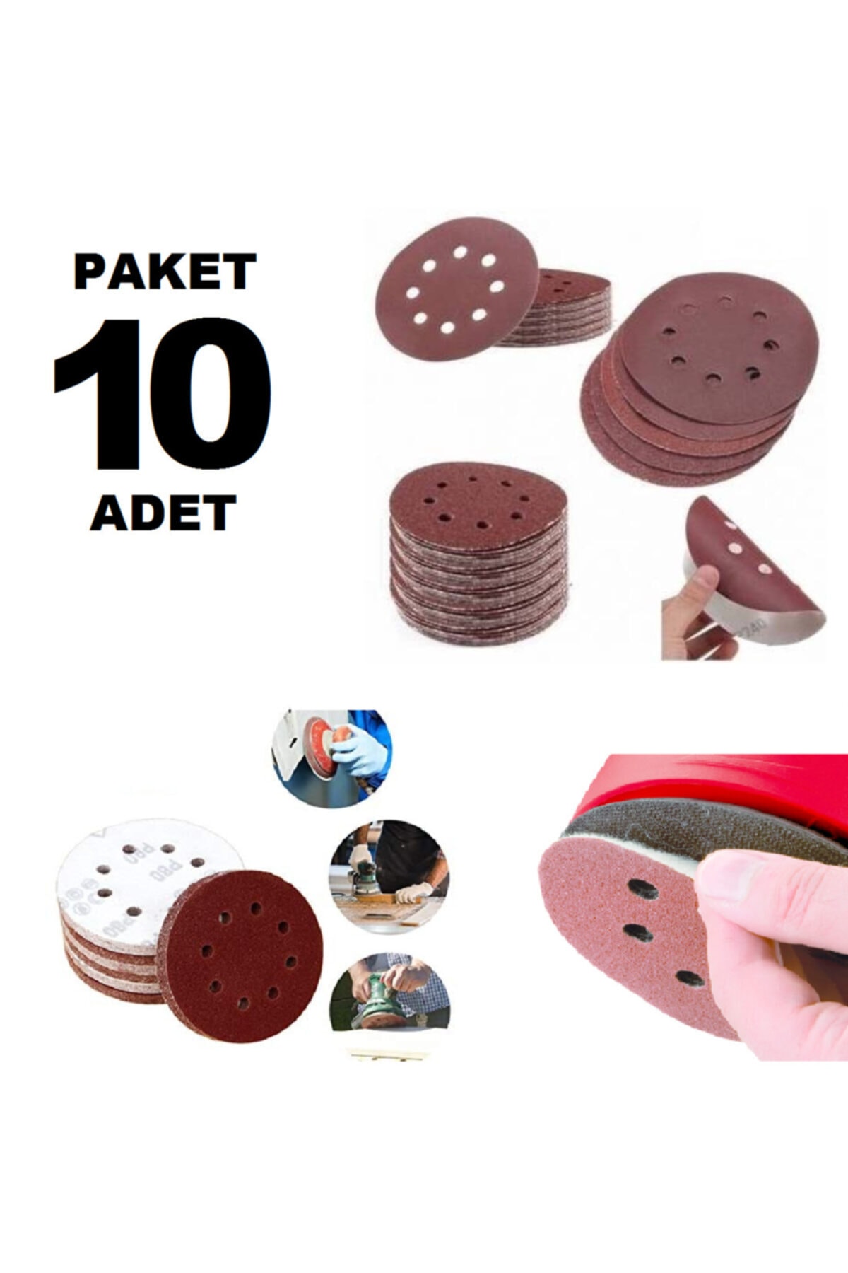 NiPower Ahşap Delikli Cırt Zımpara Kağıdı 125 Mm 150 Kum Paket 10 Adet