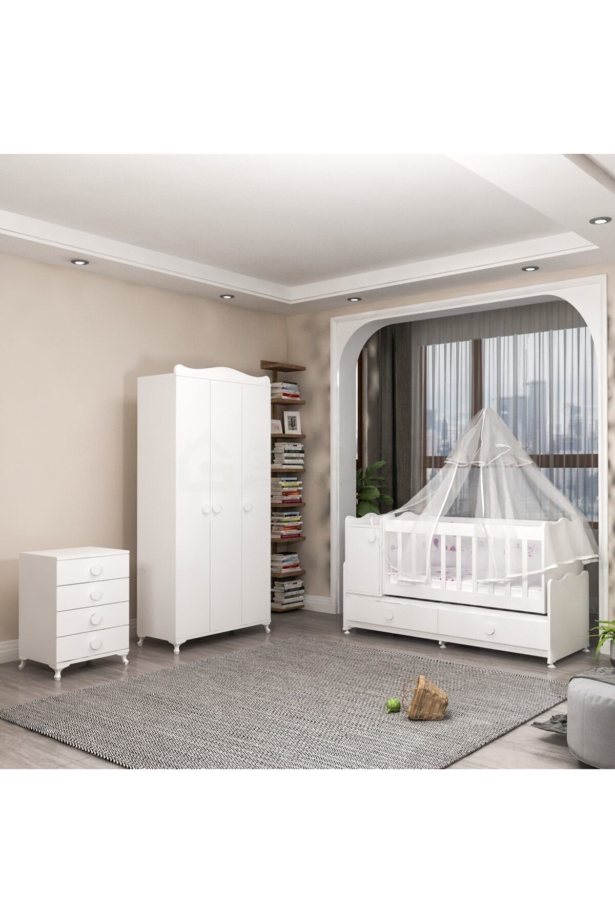 Garaj Home Pırlanta Yıldız 3 Kapaklı Bebek Odası Takımı - Yatak Ve Uyku Seti Kombinli Uyku Seti Mavi