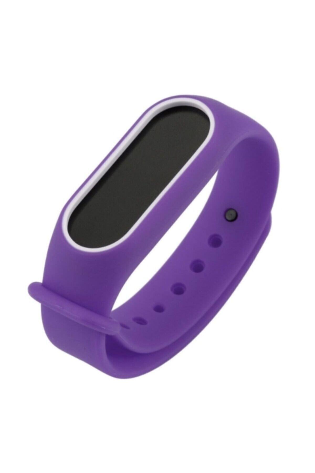 Ally Mobile Xiaomi Mi Band 2 Uyumlu  Akılı Bileklik Kordonu Beyaz Çerçeveli Mor