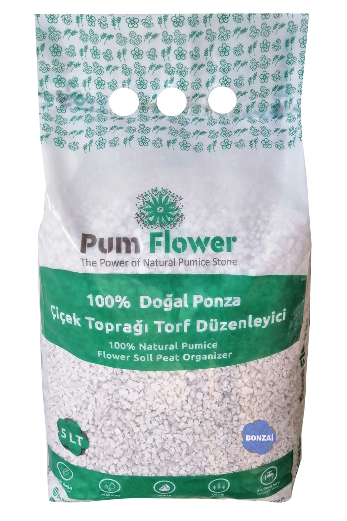 Pumice World Bonsai Pomza Toprağı Torfu, 5 Litre, Ponza, Torf Düzenleyici