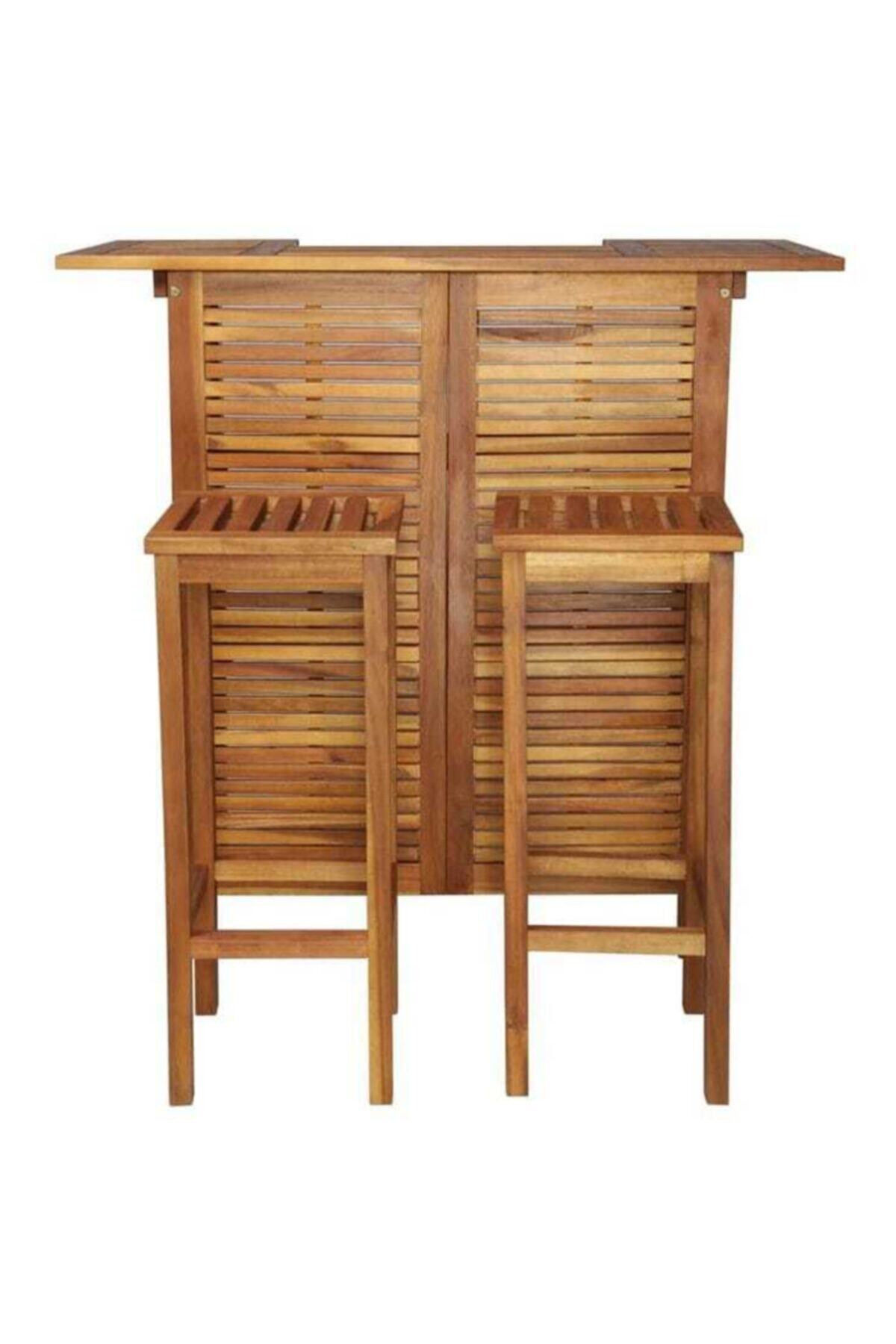 Latanwood Ahşap Bar Masa Tabure