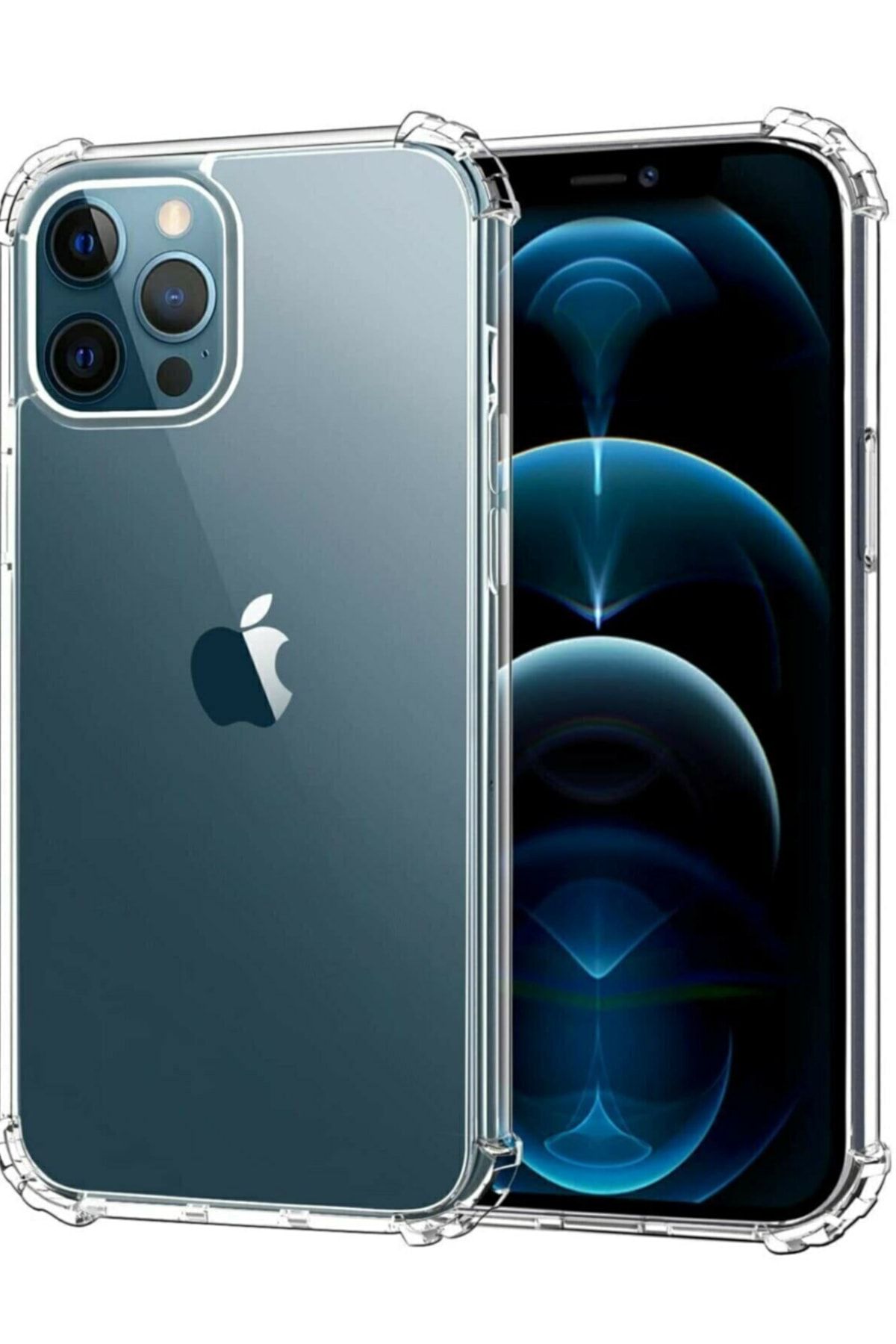 Tria Iphone 12 Pro Max Uyumlu Şeffaf Kamera Lens Korumalı Kılıf+tam Kaplayan Kırılmaz Cam Apple