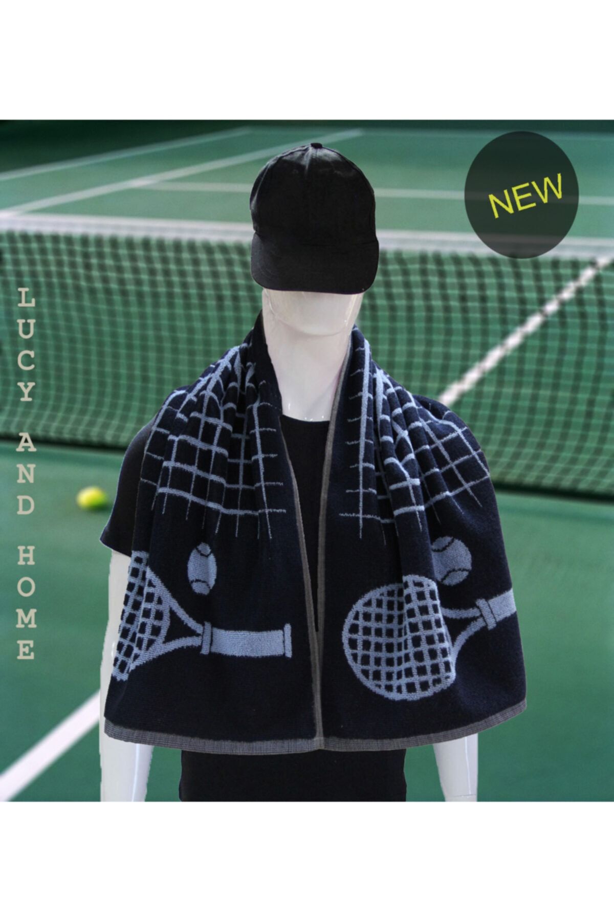 Lucy and Home Unisex Lacivert Tenis Havlusu  40x120 cm