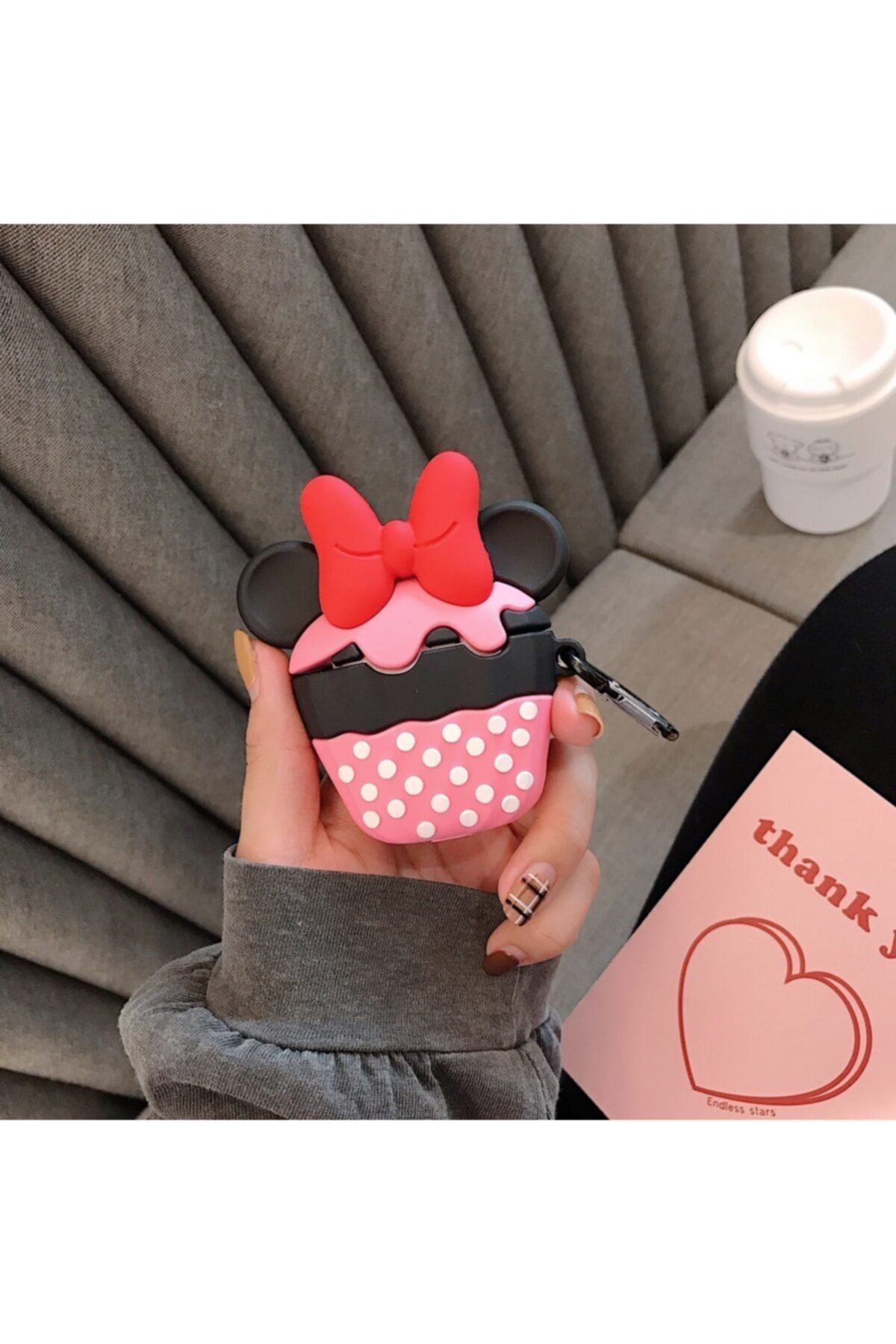 HappyCase Apple Airpods Koruyucu Kılıf Minnie Cupcake Airpods 1 ve 2