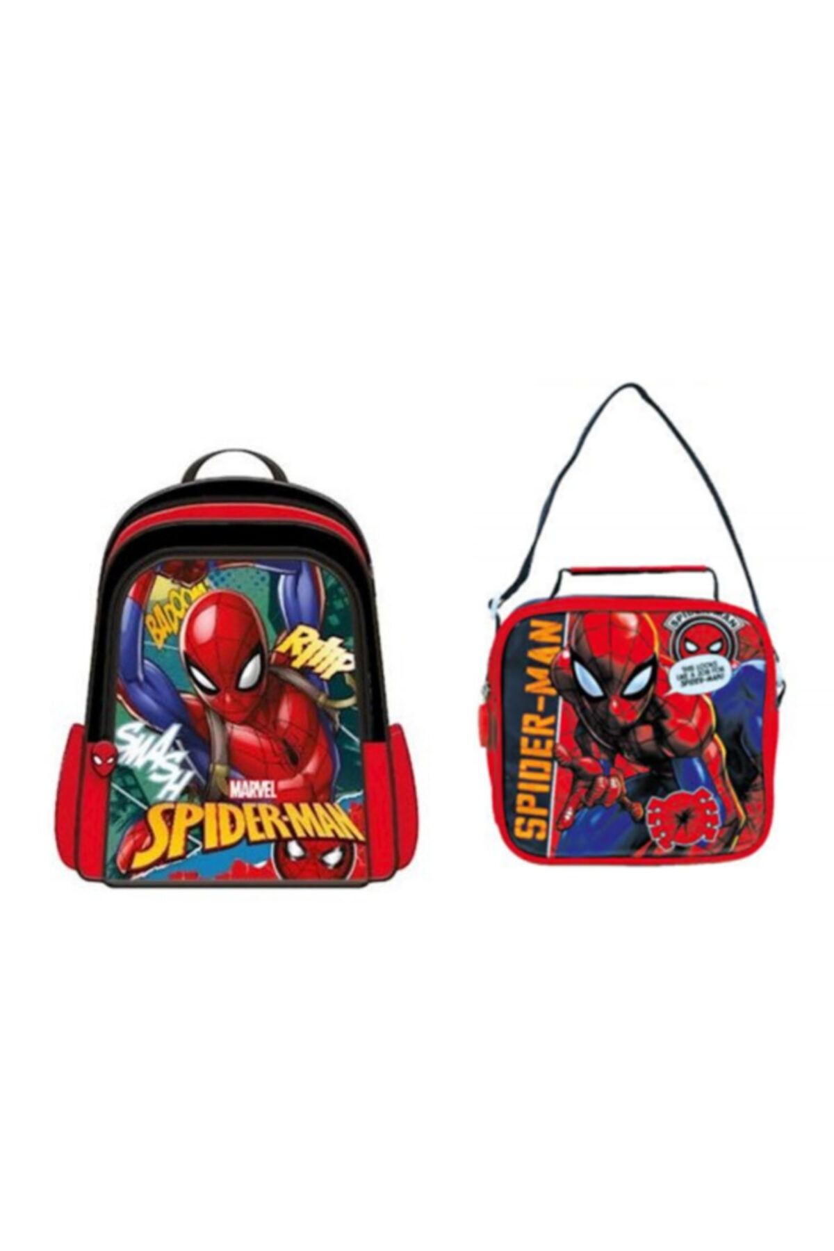 SPIDERMAN Lisanslı Spiderman Çift Gözlü Okul Çantası Ve Beslenme Çantası Seti