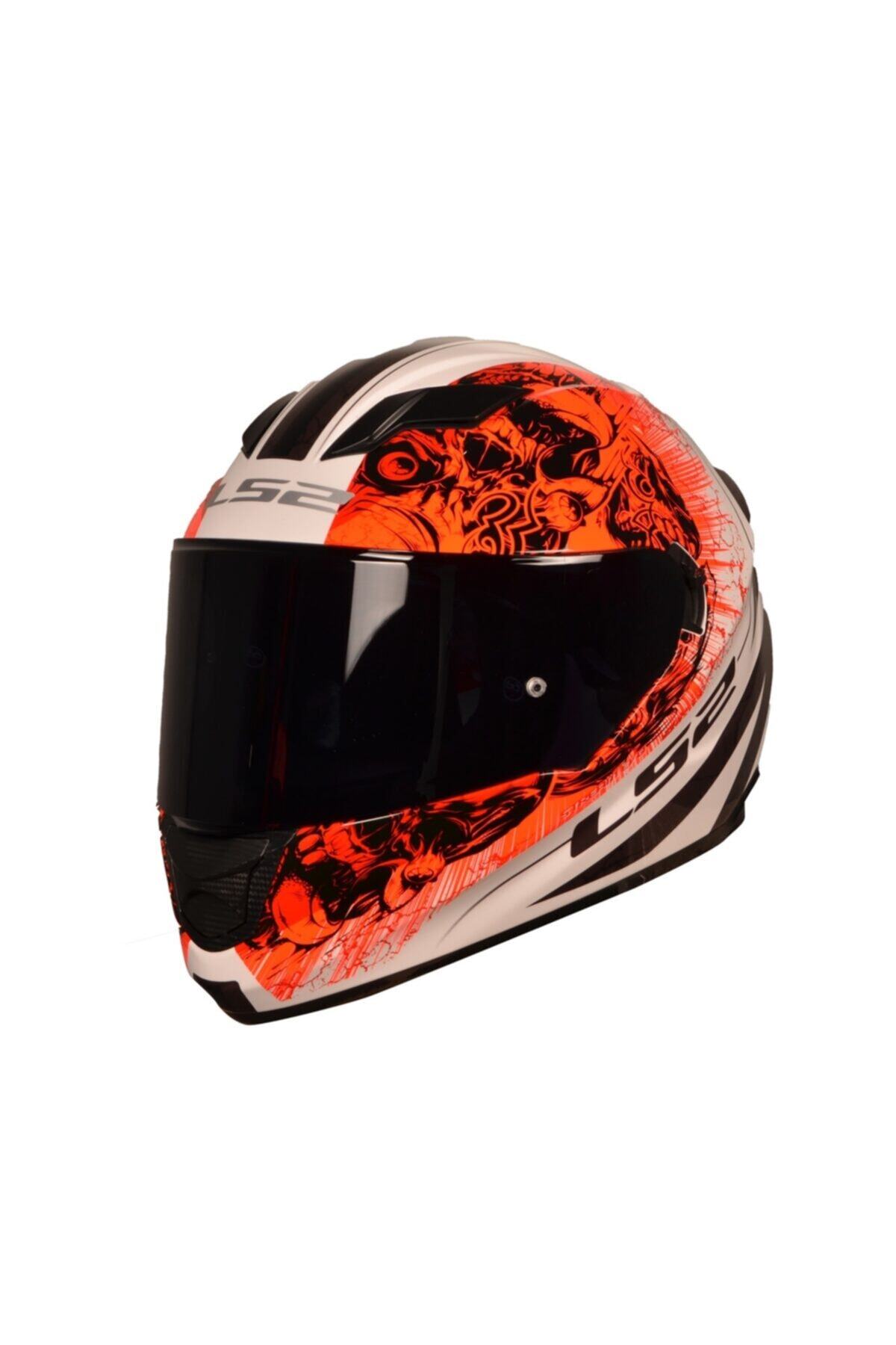 LS2 Stream Evo Throne Beyaz-turuncu Kask