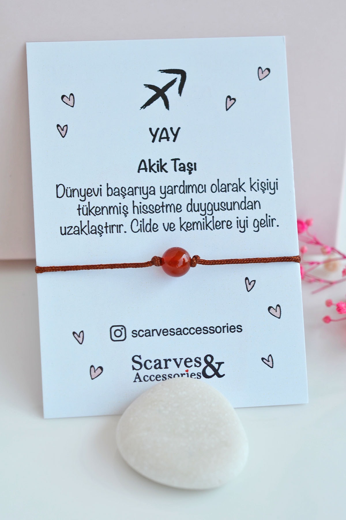 Sacce Scarves&Accessories Yay Burcu Akik Taşı Şans Bilekliği