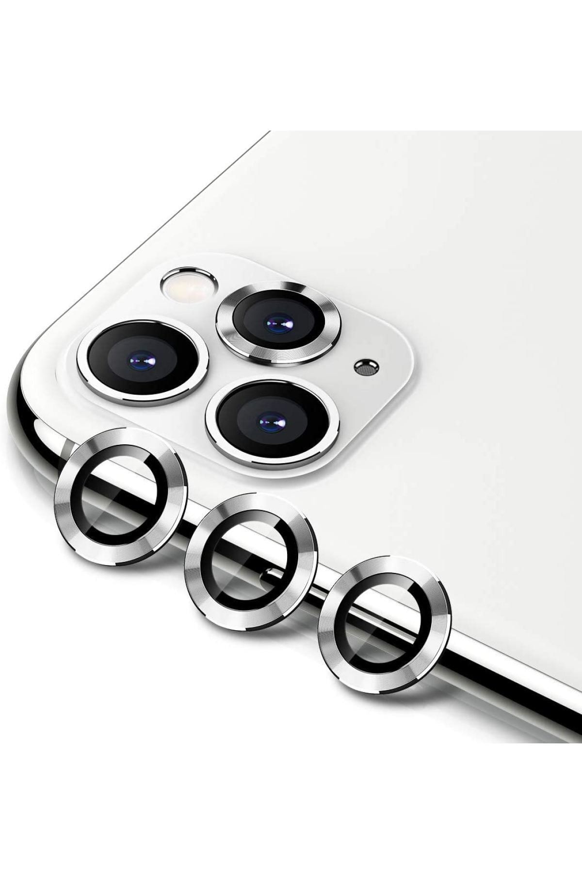 Gritty Iphone 11 Pro Max Metal Çerçeveli (beyaz) Kamera Koruma Lensi