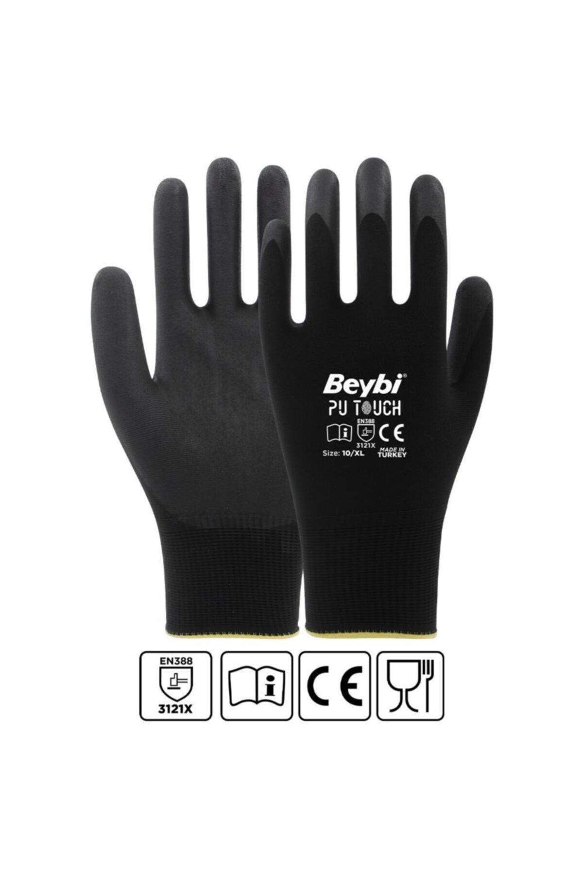 Beybi Pu Touch Polyester Eldiven No:8 Siyah