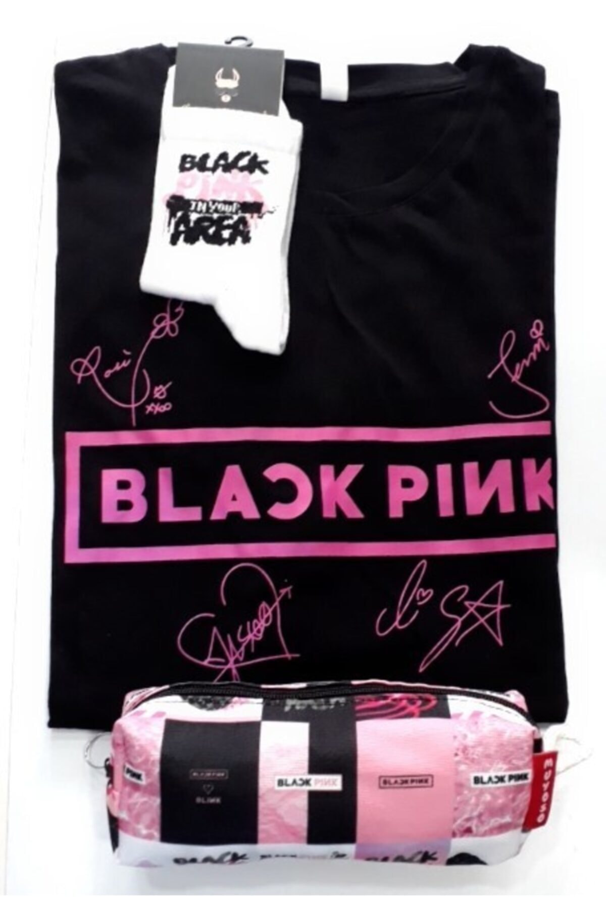 Gökhan Club Blackpink Owersize T-shirt Kalemlik Çorap 3' Lü Kombin