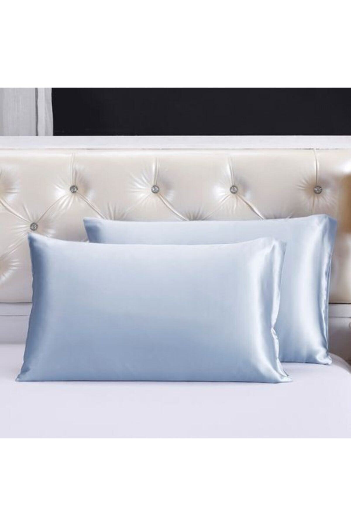 pistore Açık Mavi Ipek Saten Yastık Kılıfı 50 X 70 2'li