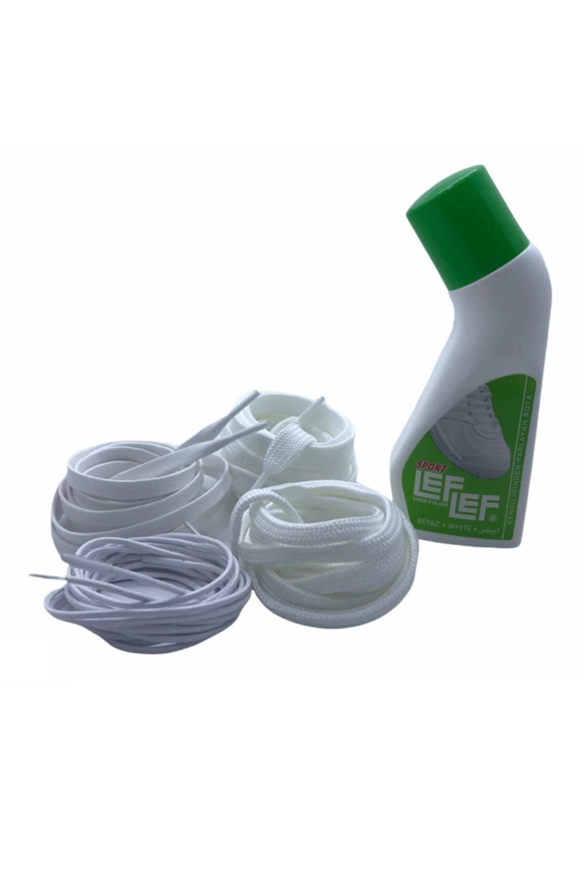 LEFLEF Likit 75 ml Sport Beyaz Ayakkabı Bakım Boyası 1 Adet + 4 Çift Bağcık
