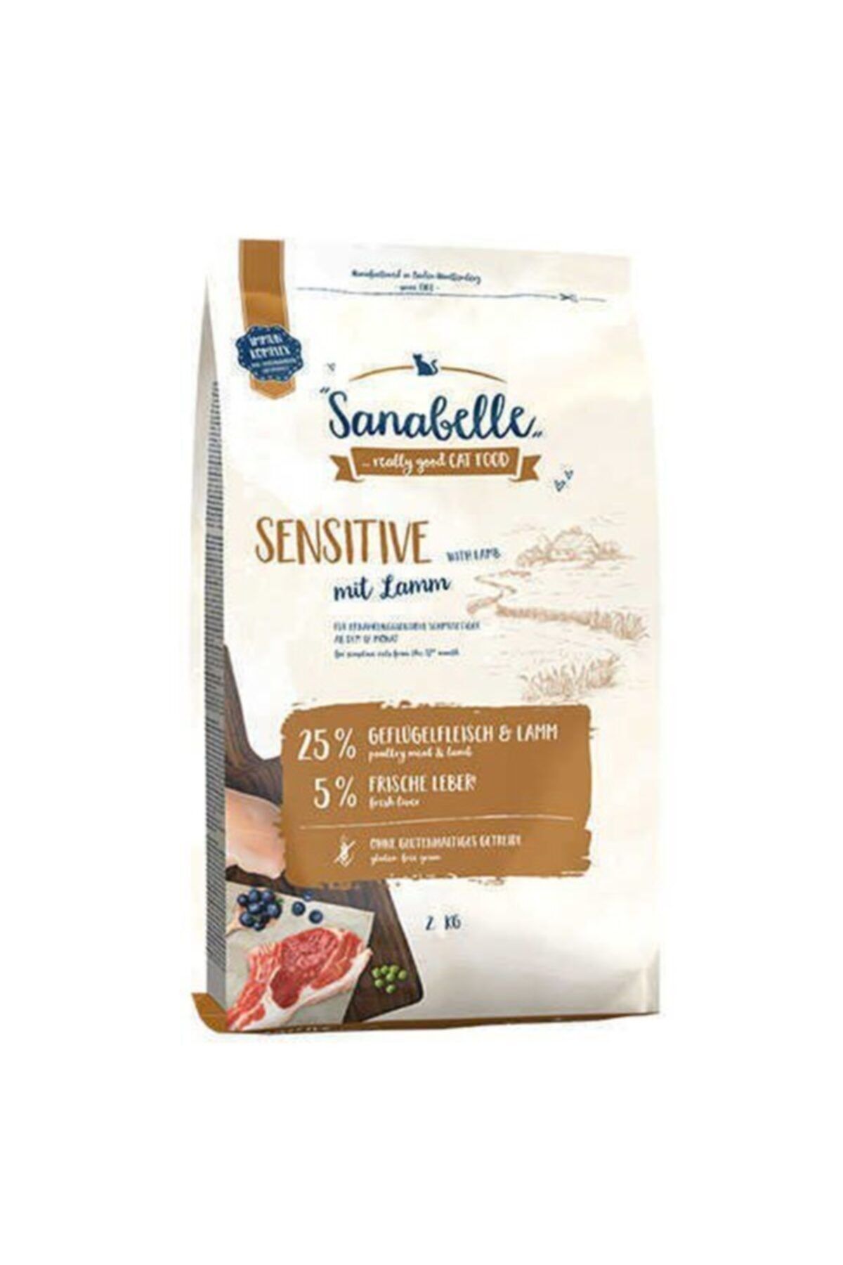 Sanabelle Sensitive Gulutensiz Kuzulu Hassas Yetişkin Kedi Maması 2 Kg