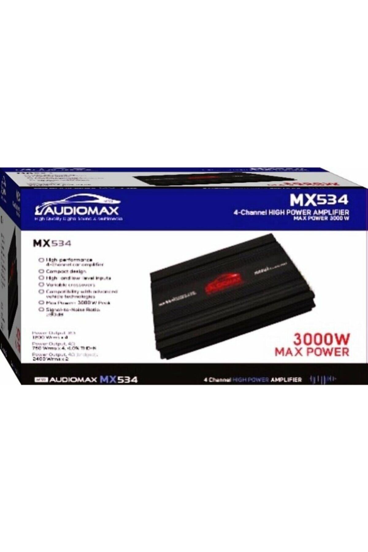 AUDİOMAX Mx-534 3000watt 4 Kanal Stereo Araç Tesisat Amfisi
